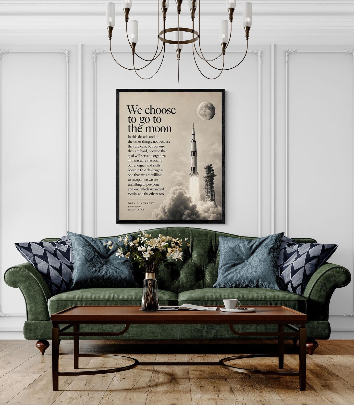 JFK Moon Speech Art Print, We Choose to Go to the Moon Quote, Apollo Program Wall Art, Space Exploration Home Decor, NASA Inspired Print