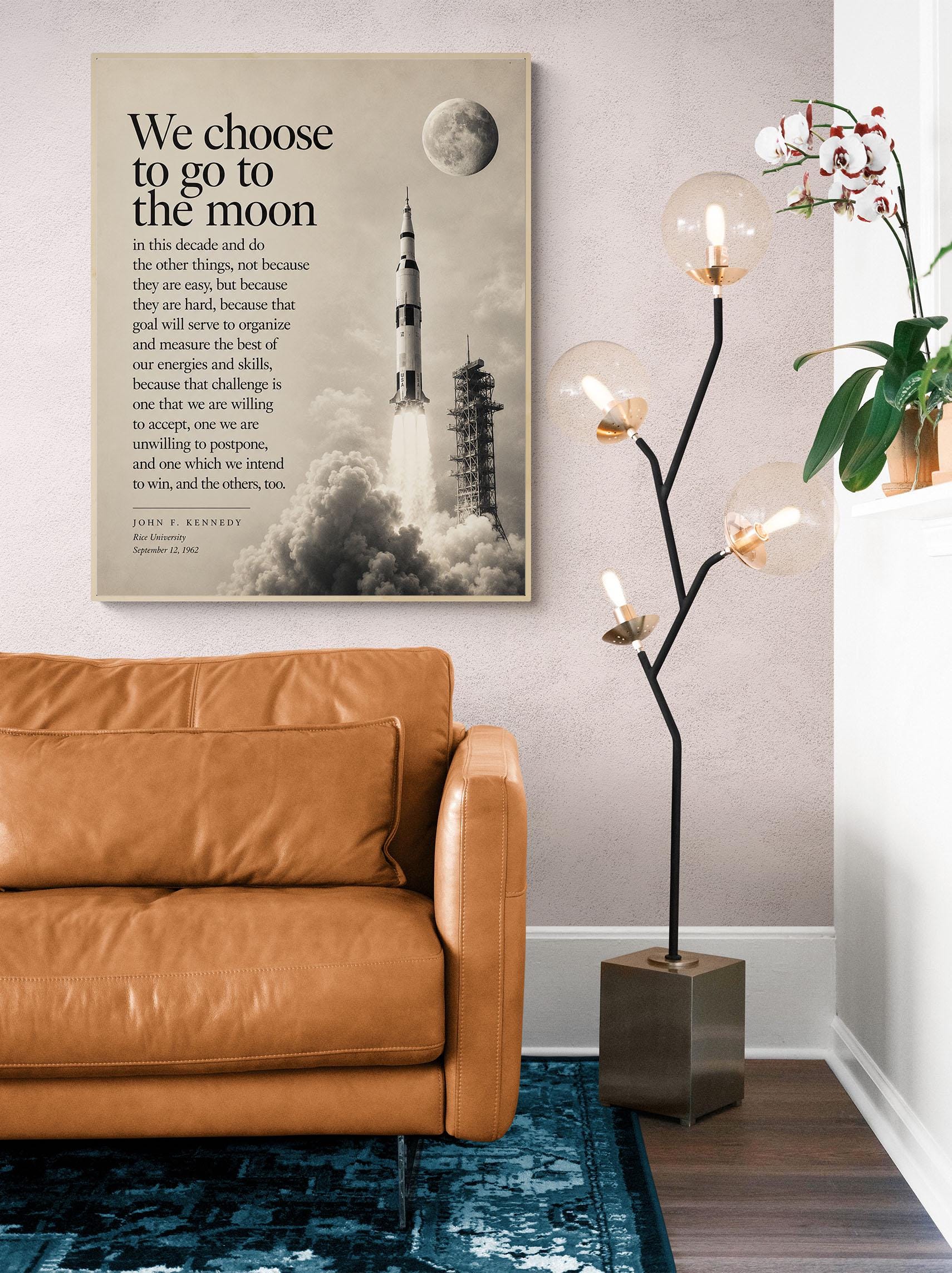 JFK Moon Speech Art Print, We Choose to Go to the Moon Quote, Apollo Program Wall Art, Space Exploration Home Decor, NASA Inspired Print