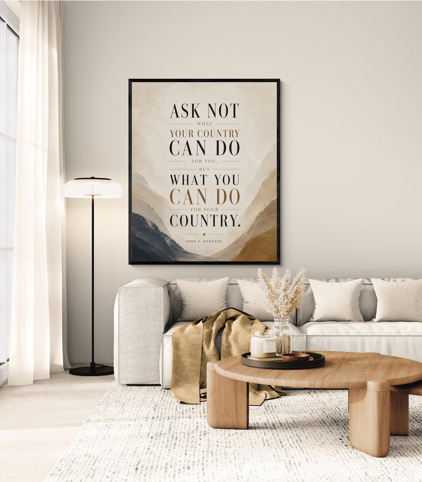 JFK Quote Art Print | Ask Not What Your Country Can Do For You | US President John F Kennedy | Living Room | Patriotic Home Decor | History