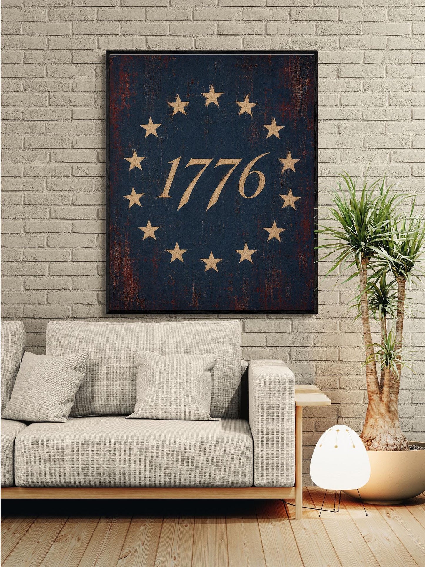 1776 Betsy Ross Flag Patriotic Art Print | Vintage Americana Independence Day Home Decor | Revolutionary War | Rustic 4th of July Artwork
