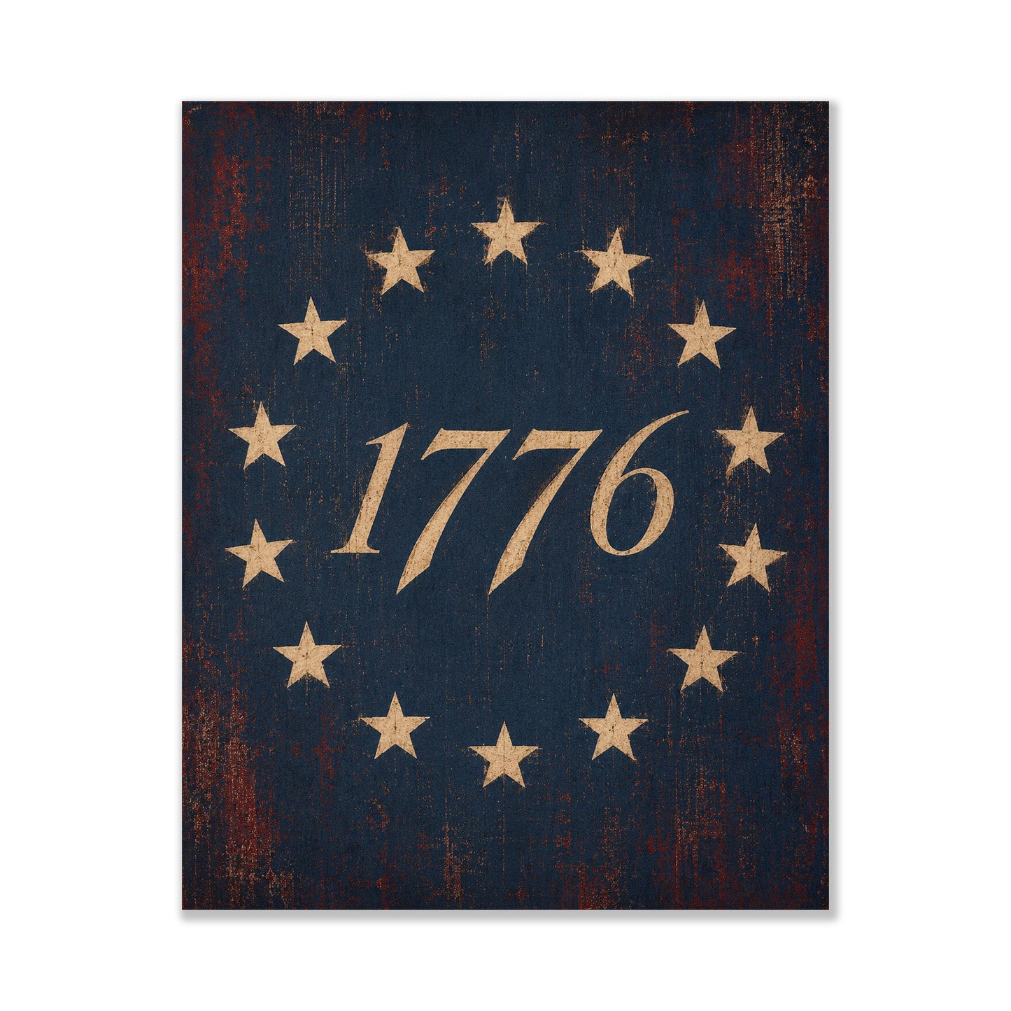 1776 Betsy Ross Flag Patriotic Art Print | Vintage Americana Independence Day Home Decor | Revolutionary War | Rustic 4th of July Artwork