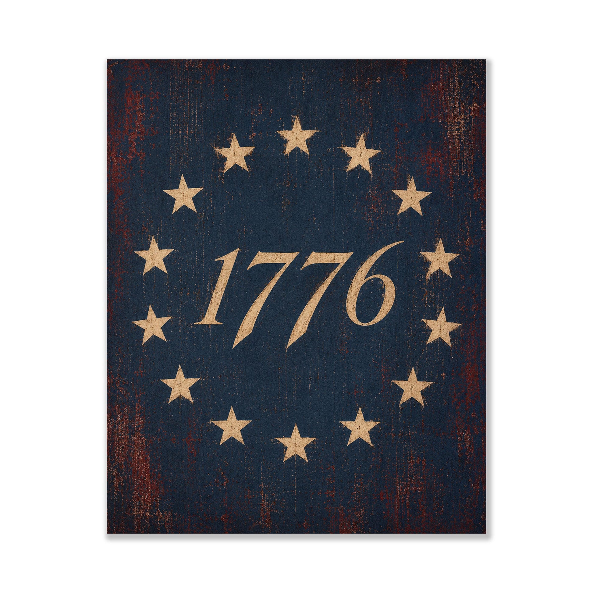 1776 Betsy Ross Flag Patriotic Art Print | Vintage Americana Independence Day Home Decor | Revolutionary War | Rustic 4th of July Artwork