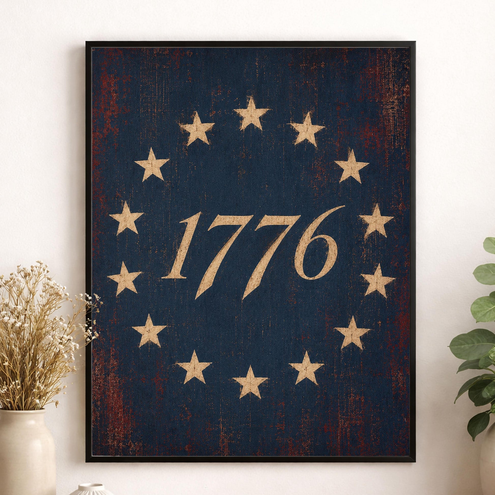 1776 Betsy Ross Flag Patriotic Art Print | Vintage Americana Independence Day Home Decor | Revolutionary War | Rustic 4th of July Artwork
