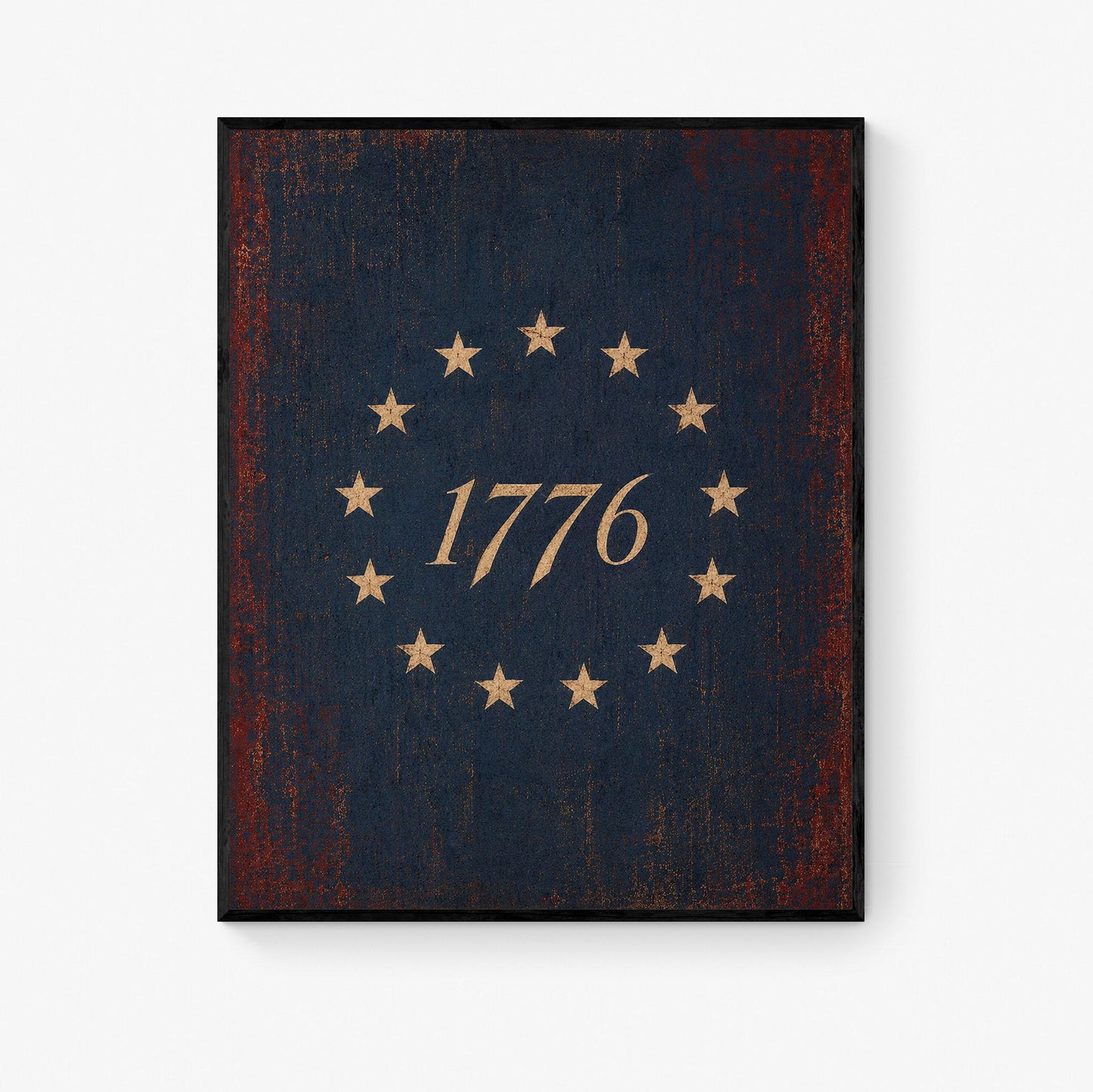 1776 Americana Wall Art Print, Betsy Ross Flag Inspired Home Decor, Patriotic Colonial Artwork, Vintage American History Gift