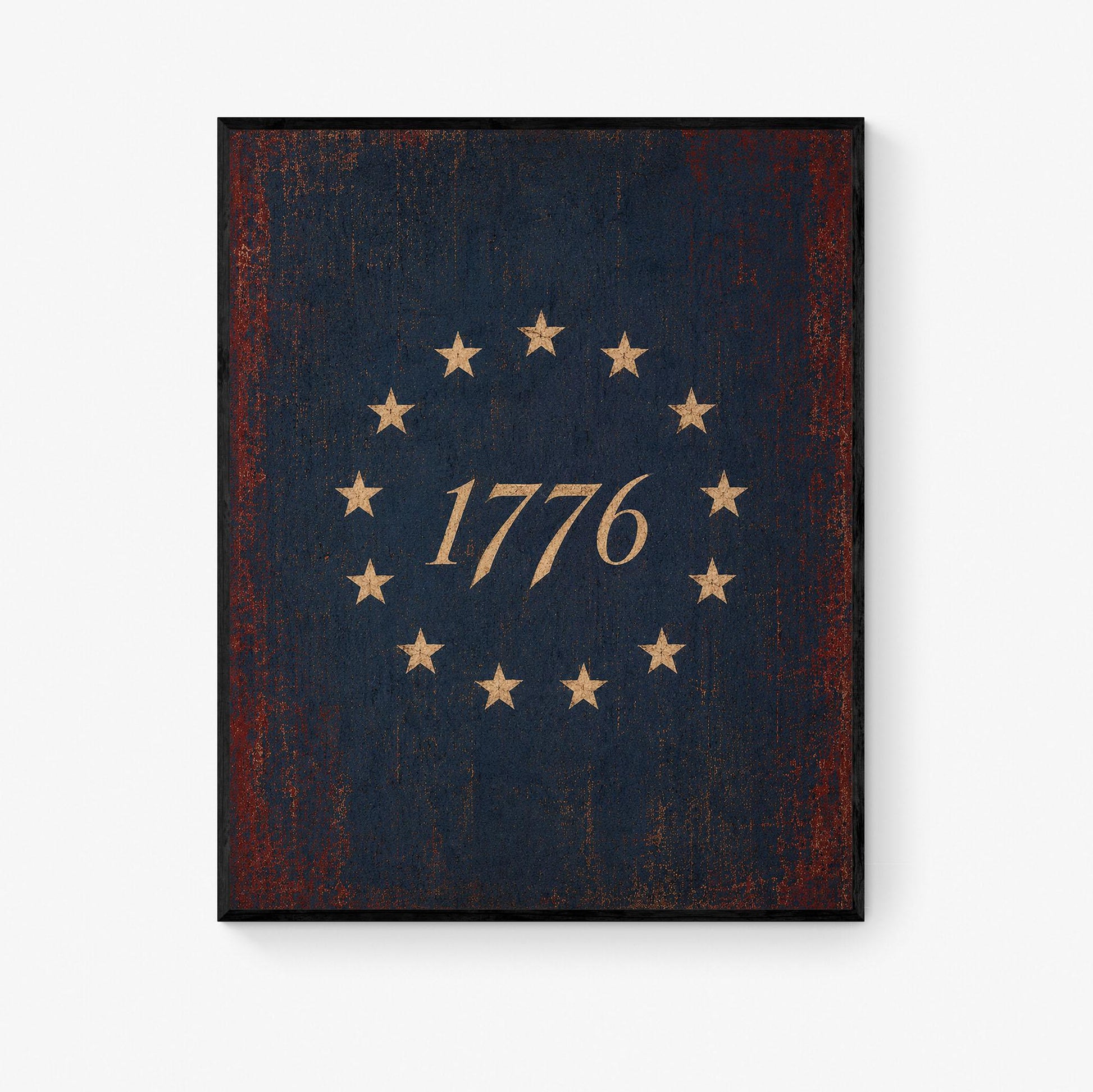 1776 Americana Wall Art Print, Betsy Ross Flag Inspired Home Decor, Patriotic Colonial Artwork, Vintage American History Gift