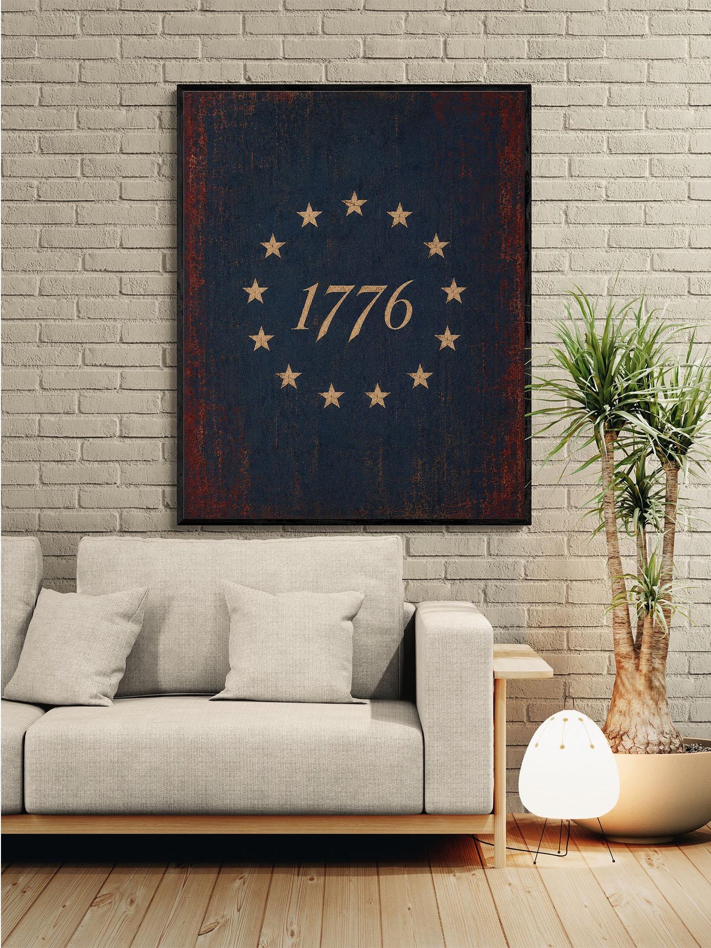 1776 Americana Wall Art Print, Betsy Ross Flag Inspired Home Decor, Patriotic Colonial Artwork, Vintage American History Gift