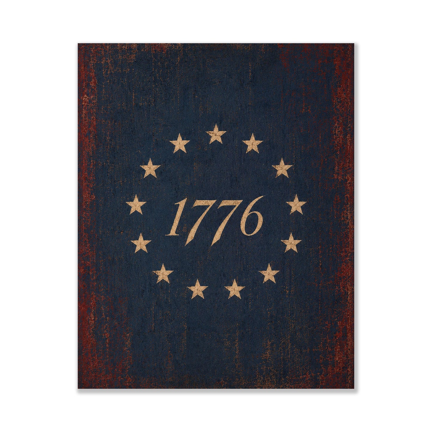 1776 Americana Wall Art Print, Betsy Ross Flag Inspired Home Decor, Patriotic Colonial Artwork, Vintage American History Gift
