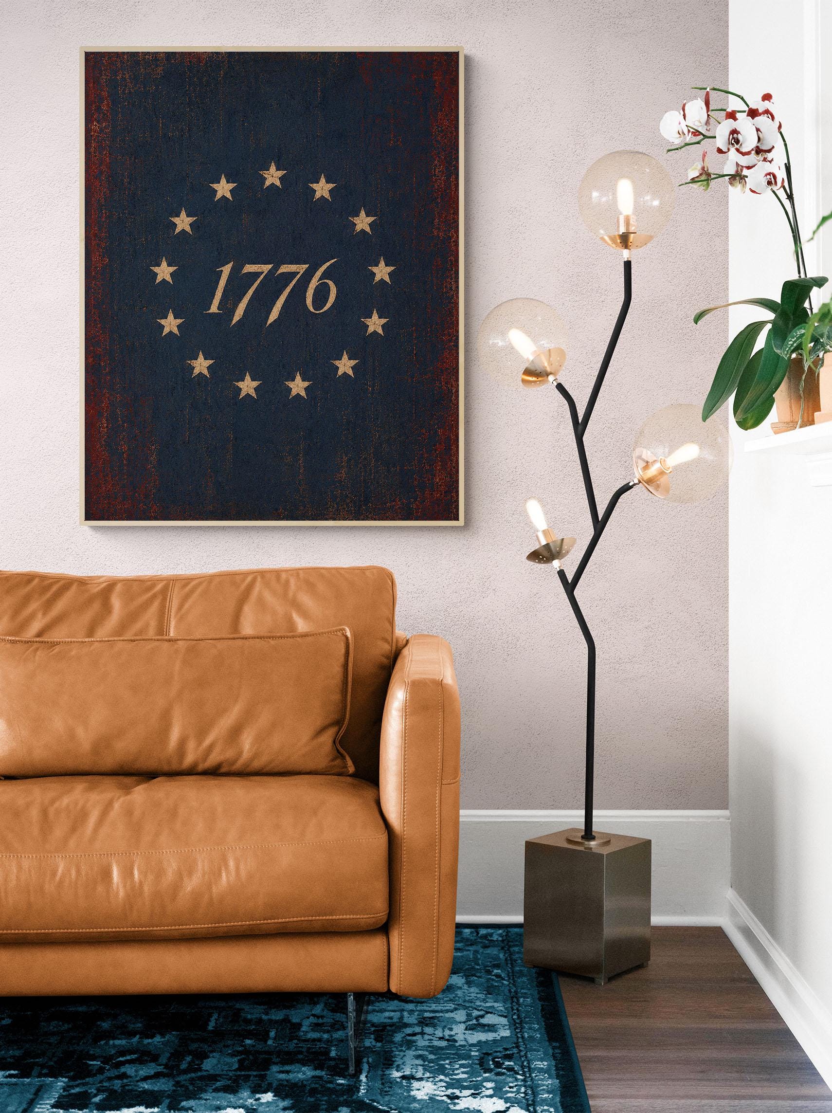 1776 Americana Wall Art Print, Betsy Ross Flag Inspired Home Decor, Patriotic Colonial Artwork, Vintage American History Gift