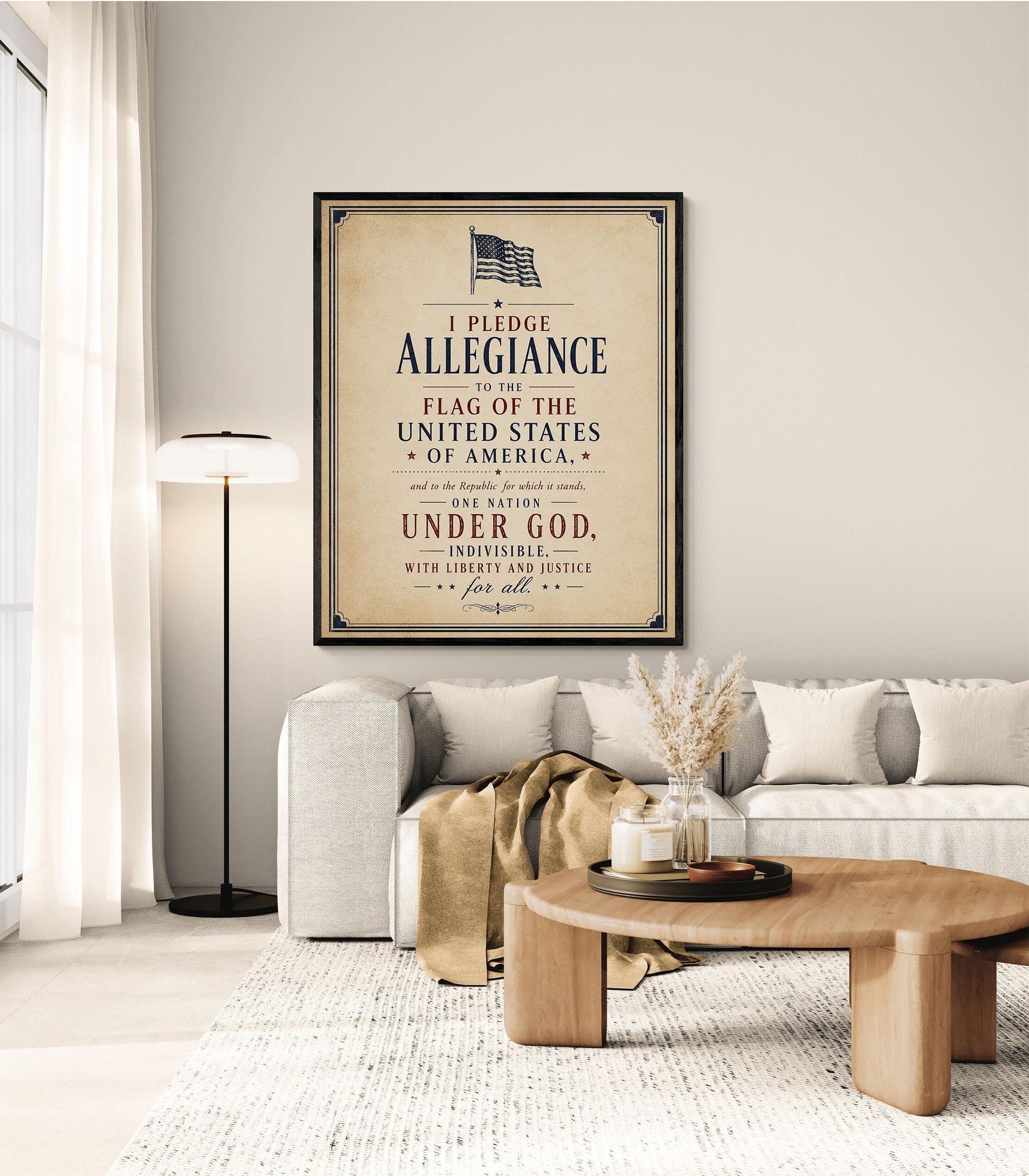 Pledge of Allegiance Wall Art Print | Patriotic Classroom Decor | Vintage Americana Typography | American History Home School Artwork