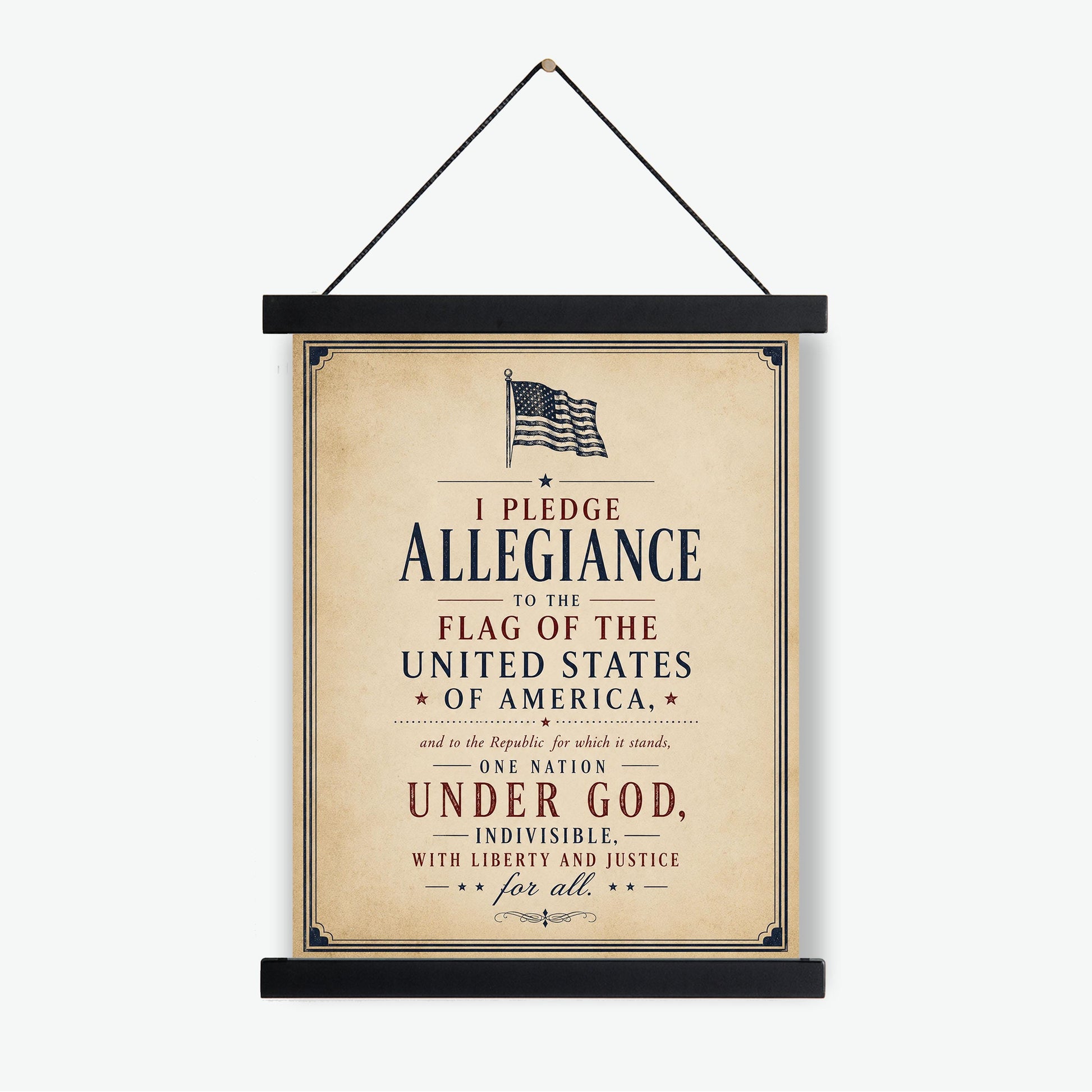 Pledge of Allegiance Wall Art Print | Patriotic Classroom Decor | Vintage Americana Typography | American History Home School Artwork