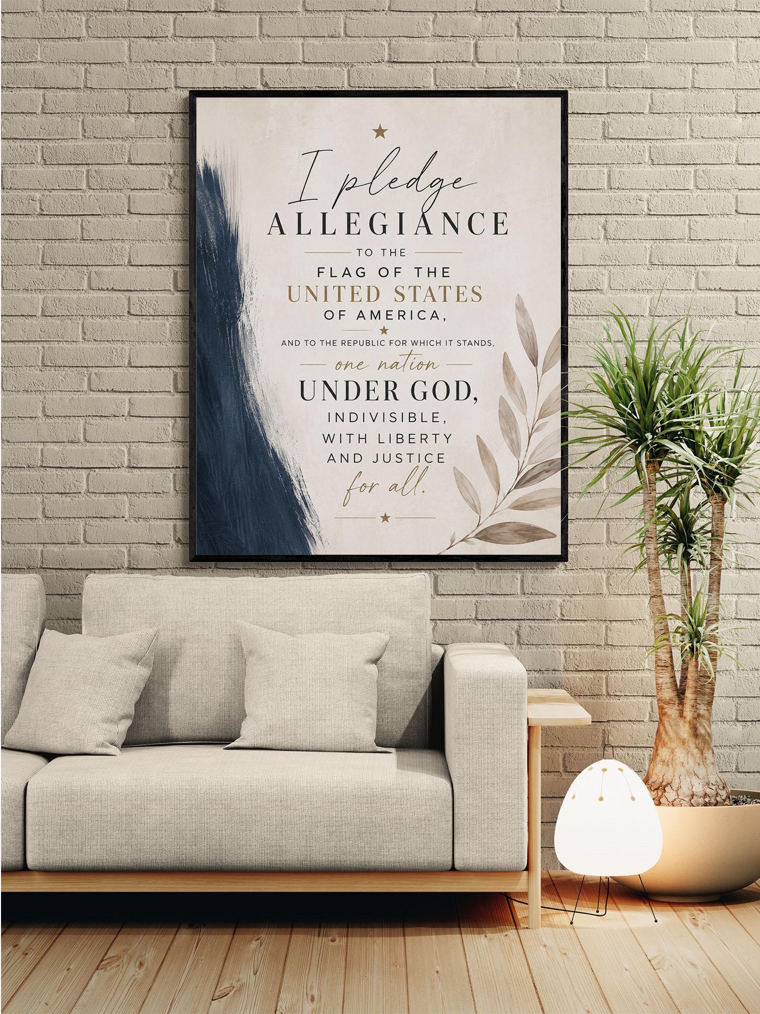 Pledge of Allegiance Wall Art Print | Neutral Patriotic Decor | Modern Americana Typography | Faith and Liberty Home Decor