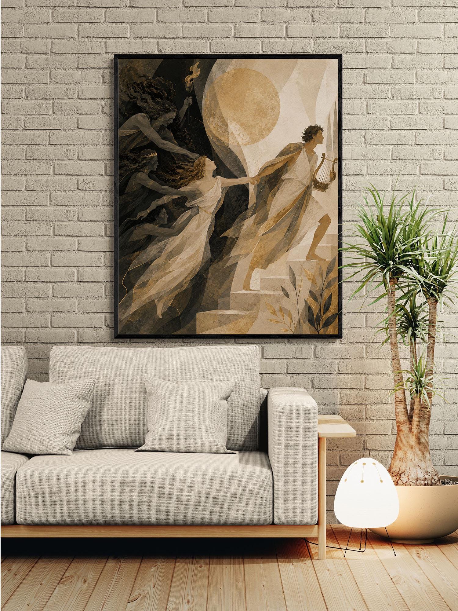 Orpheus and Eurydice Art Print | Ancient Greek Mythology | Classic | Literary | Gods and Goddess Myth | Room | Home Decor Poster