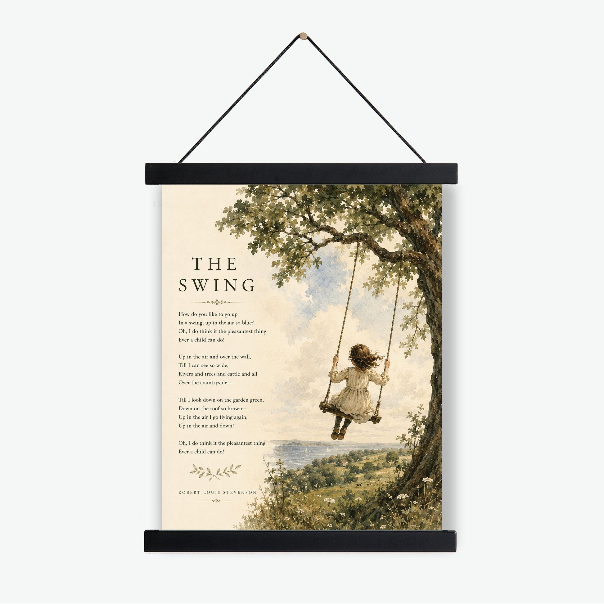 The Swing Poem Quote Wall Art Print | Robert Louis Stevenson | Poetry | Children's Room | Nursery | Vintage Home Decor | Literary Gift