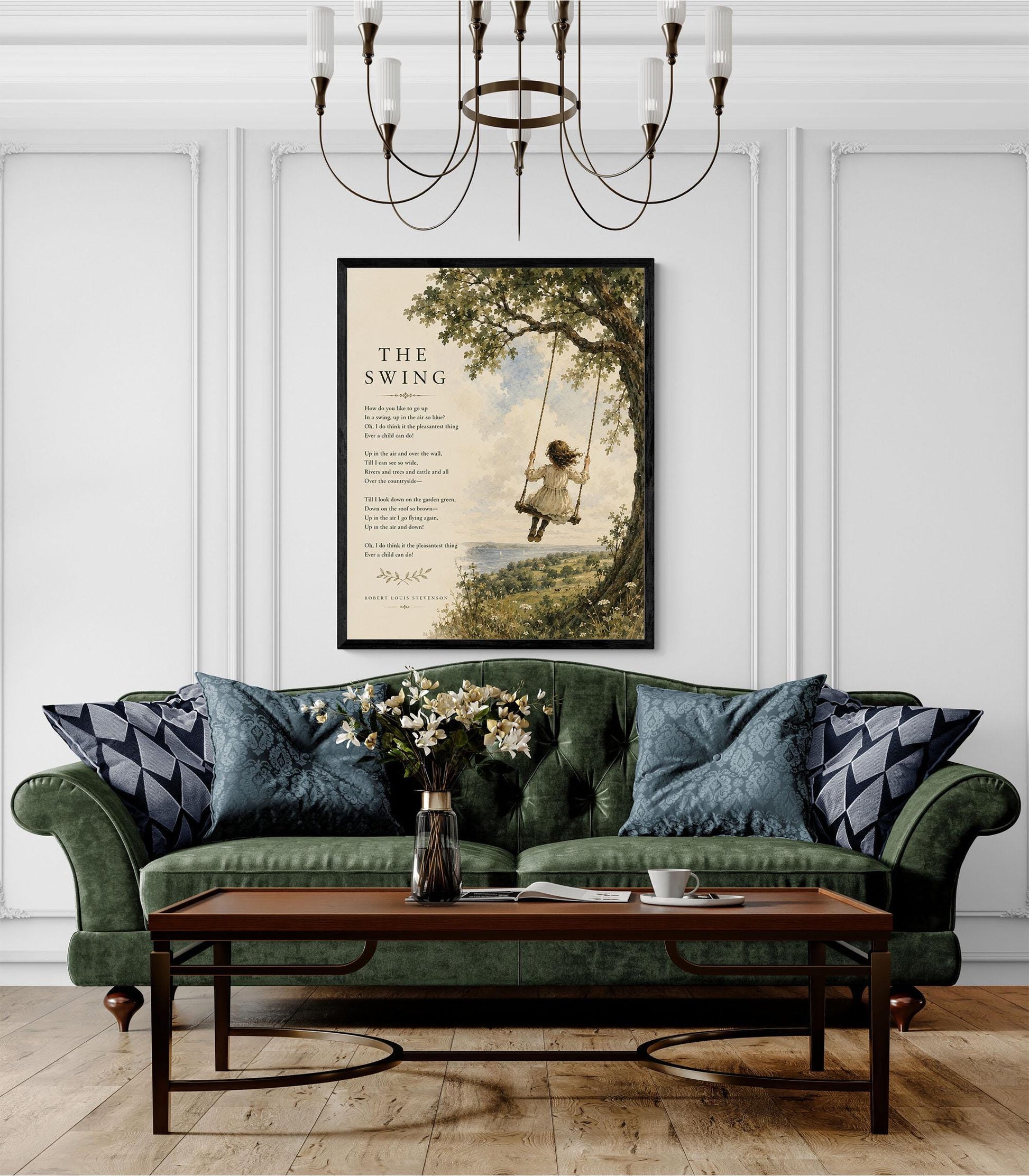 The Swing Poem Quote Wall Art Print | Robert Louis Stevenson | Poetry | Children's Room | Nursery | Vintage Home Decor | Literary Gift