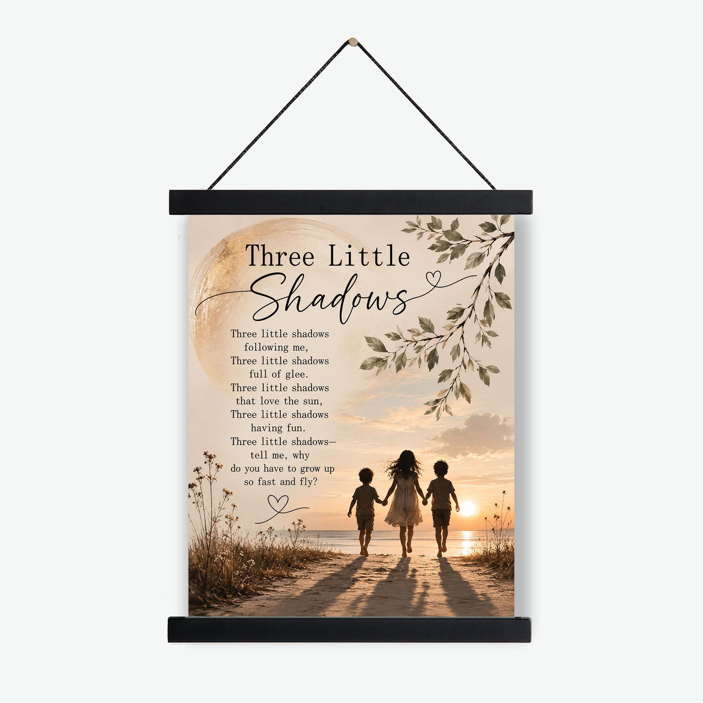 Three Little Shadows Poem Wall Art Print | Poetry | Children's Room | Nursery | Vintage Family Home Decor | Literary Gift
