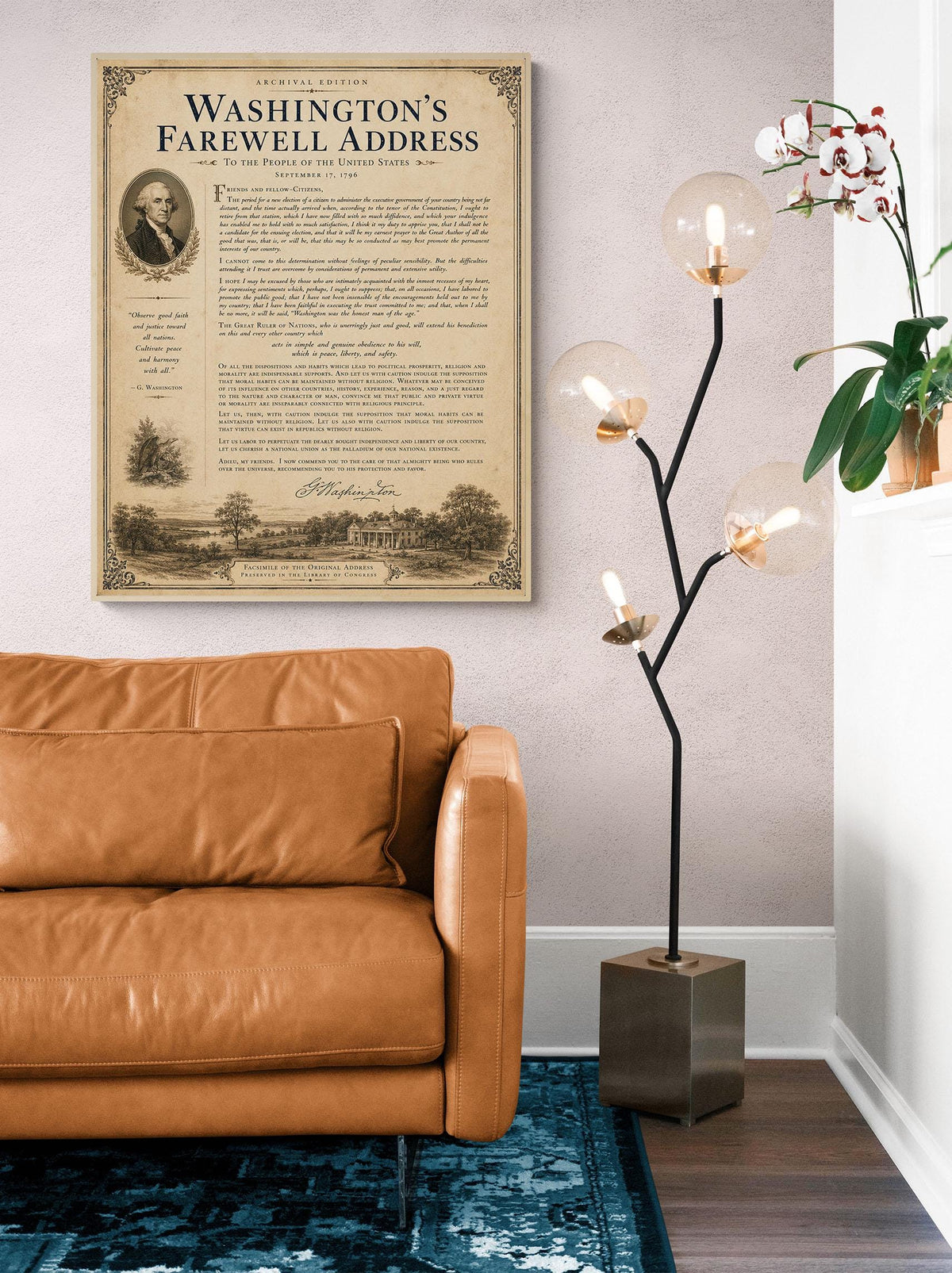 George Washington's Farewell Address Wall Art Print | American Revolution | Patriotic Americana | Vintage Historical Home Decor
