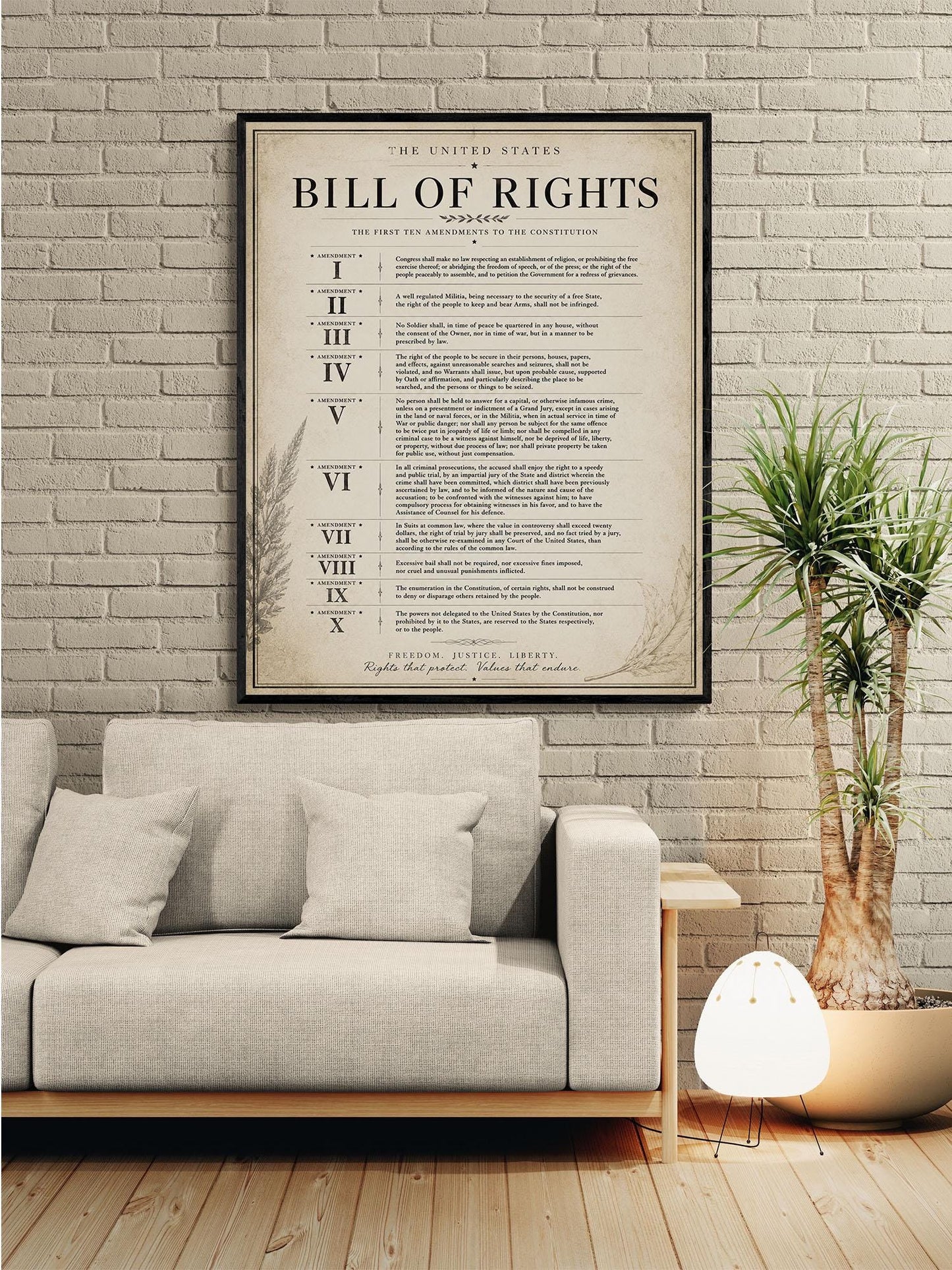 Bill of Rights Wall Art Print | American Constitutional Amendments | Historical Americana | Civics Classroom | Vintage Patriotic Home Decor