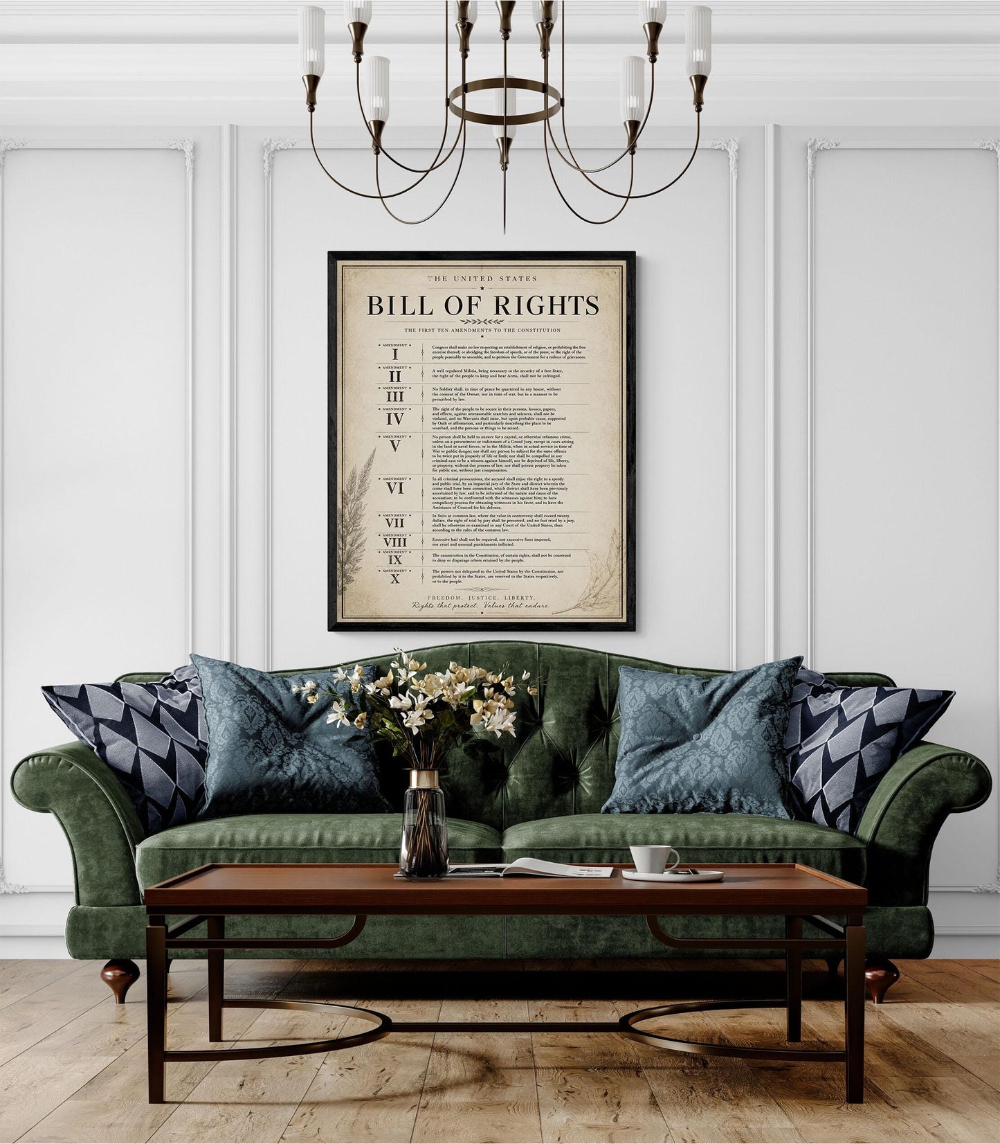 Bill of Rights Wall Art Print | American Constitutional Amendments | Historical Americana | Civics Classroom | Vintage Patriotic Home Decor