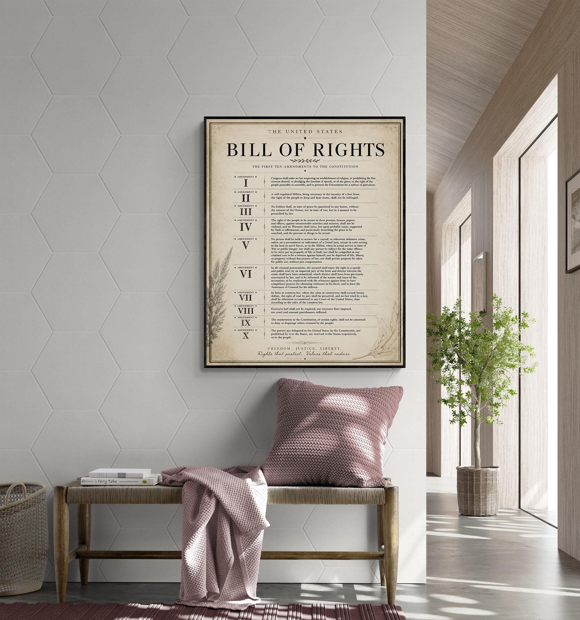 Bill of Rights Wall Art Print | American Constitutional Amendments | Historical Americana | Civics Classroom | Vintage Patriotic Home Decor