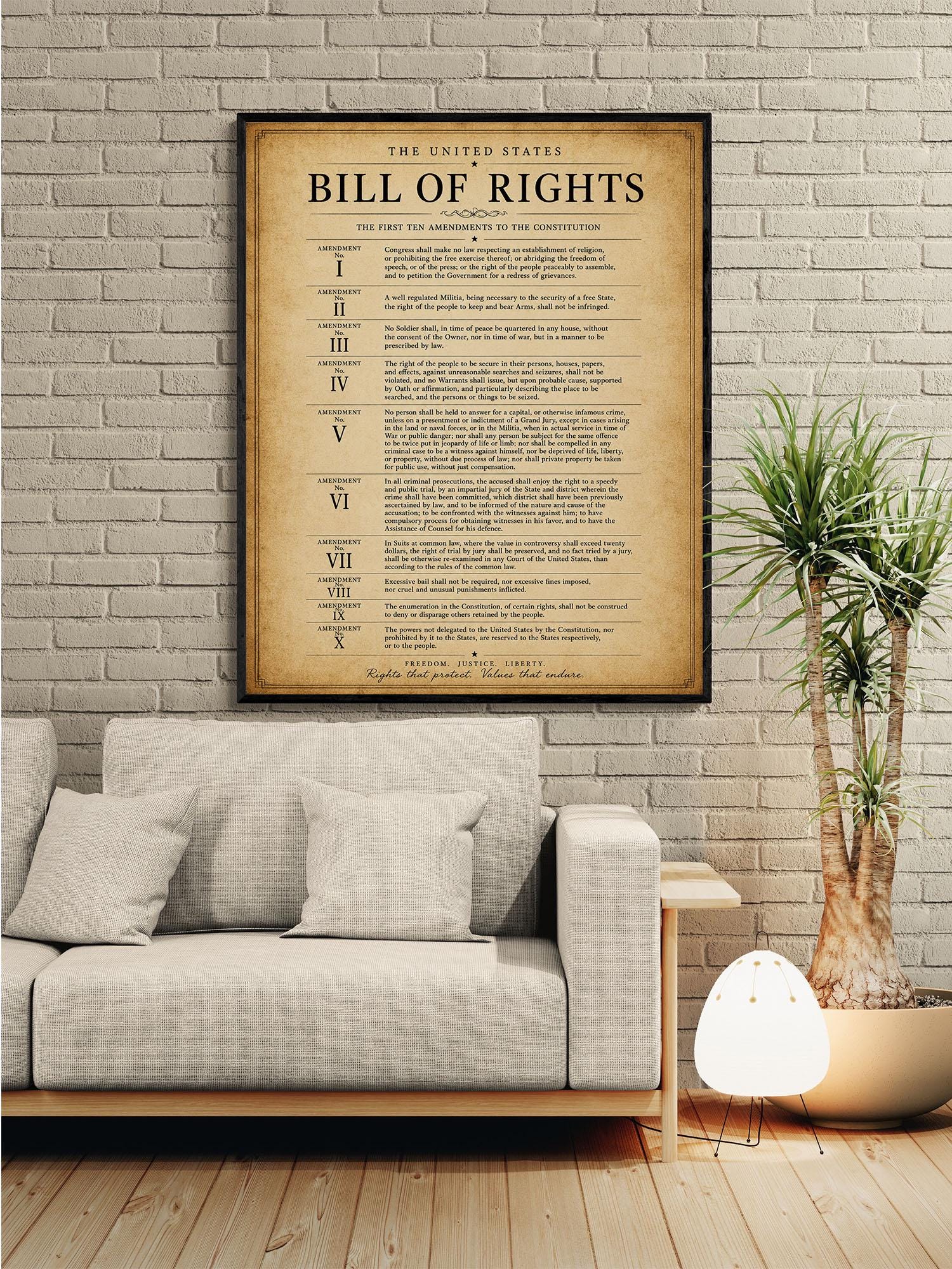 Bill of Rights Wall Art Print | American Constitutional Amendments | Historical Americana | Civics Classroom | Liberty Patriotic Home Decor