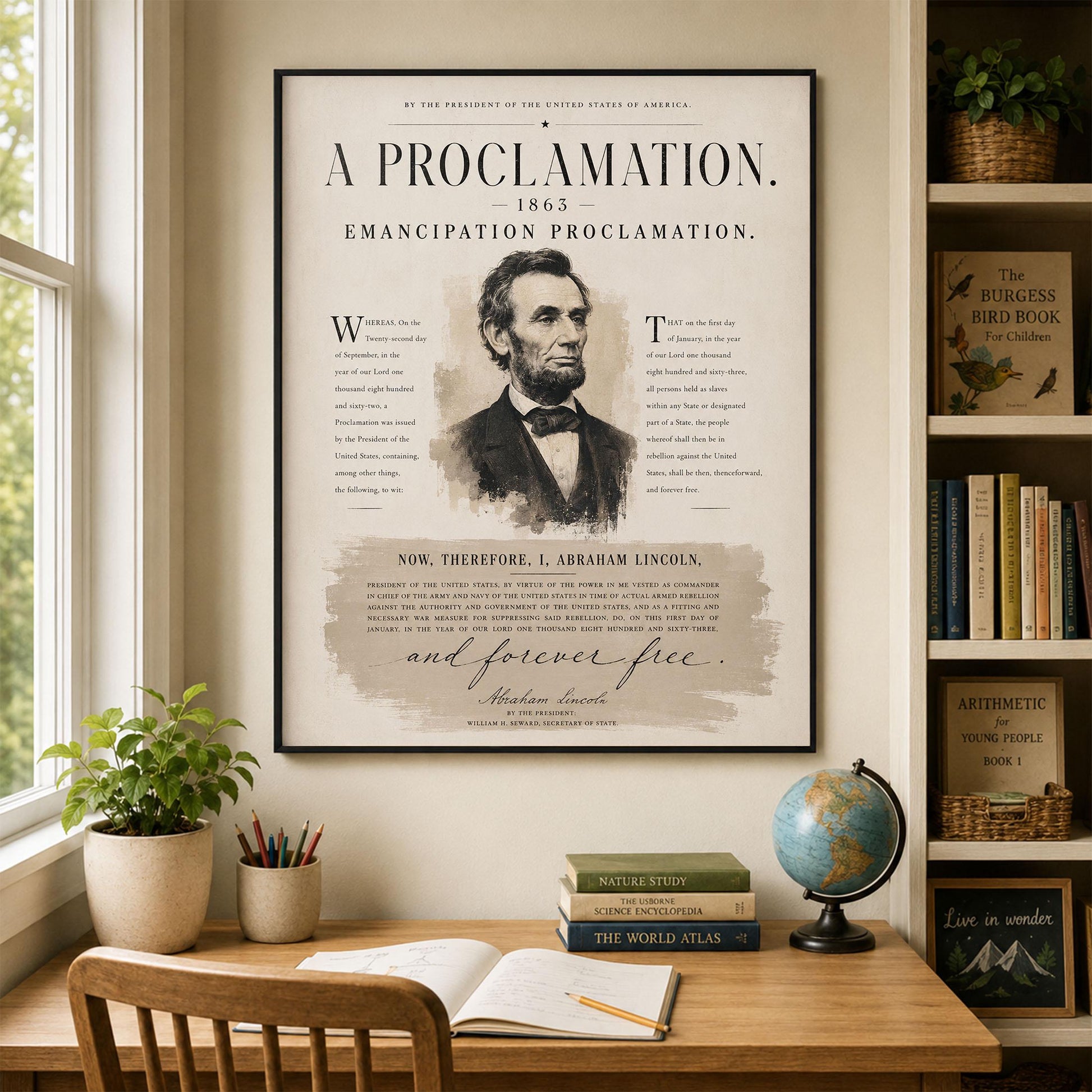 Emancipation Proclamation Wall Art Print | Abraham Lincoln | Civil War History | Teacher Classroom | Liberty Home Decor