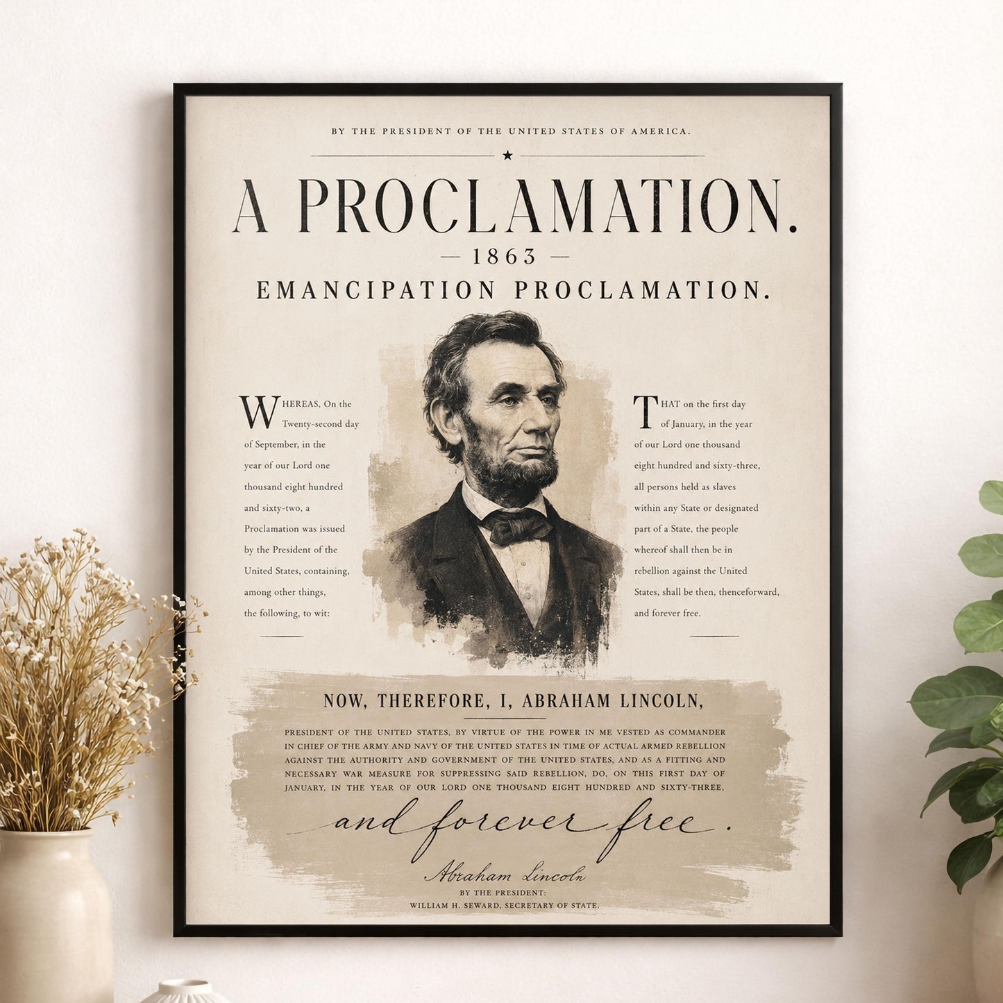 Emancipation Proclamation Wall Art Print | Abraham Lincoln | Civil War History | Teacher Classroom | Liberty Home Decor