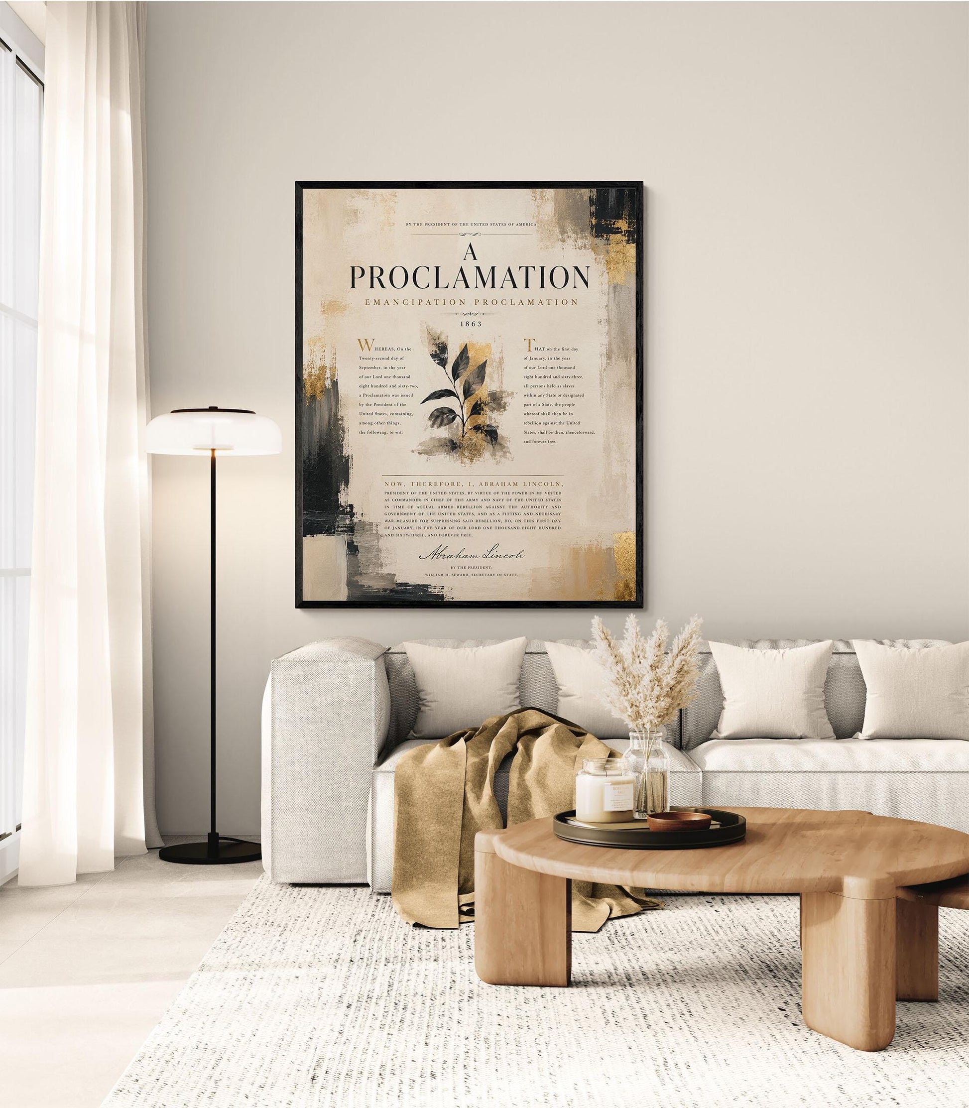 Emancipation Proclamation Wall Art Print, Abraham Lincoln Document, Neutral Historical Home Decor, American History, Freedom Poster