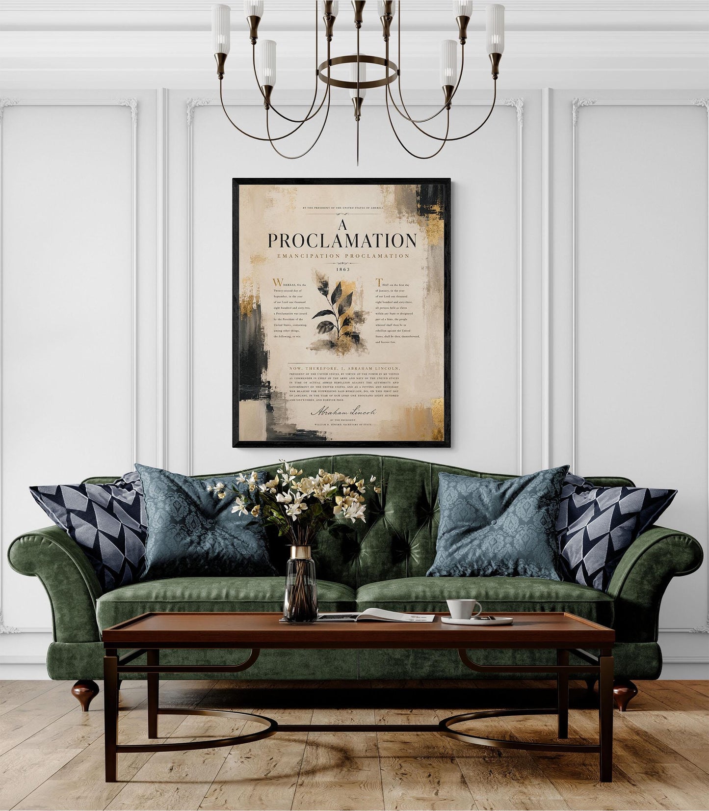 Emancipation Proclamation Wall Art Print, Abraham Lincoln Document, Neutral Historical Home Decor, American History, Freedom Poster