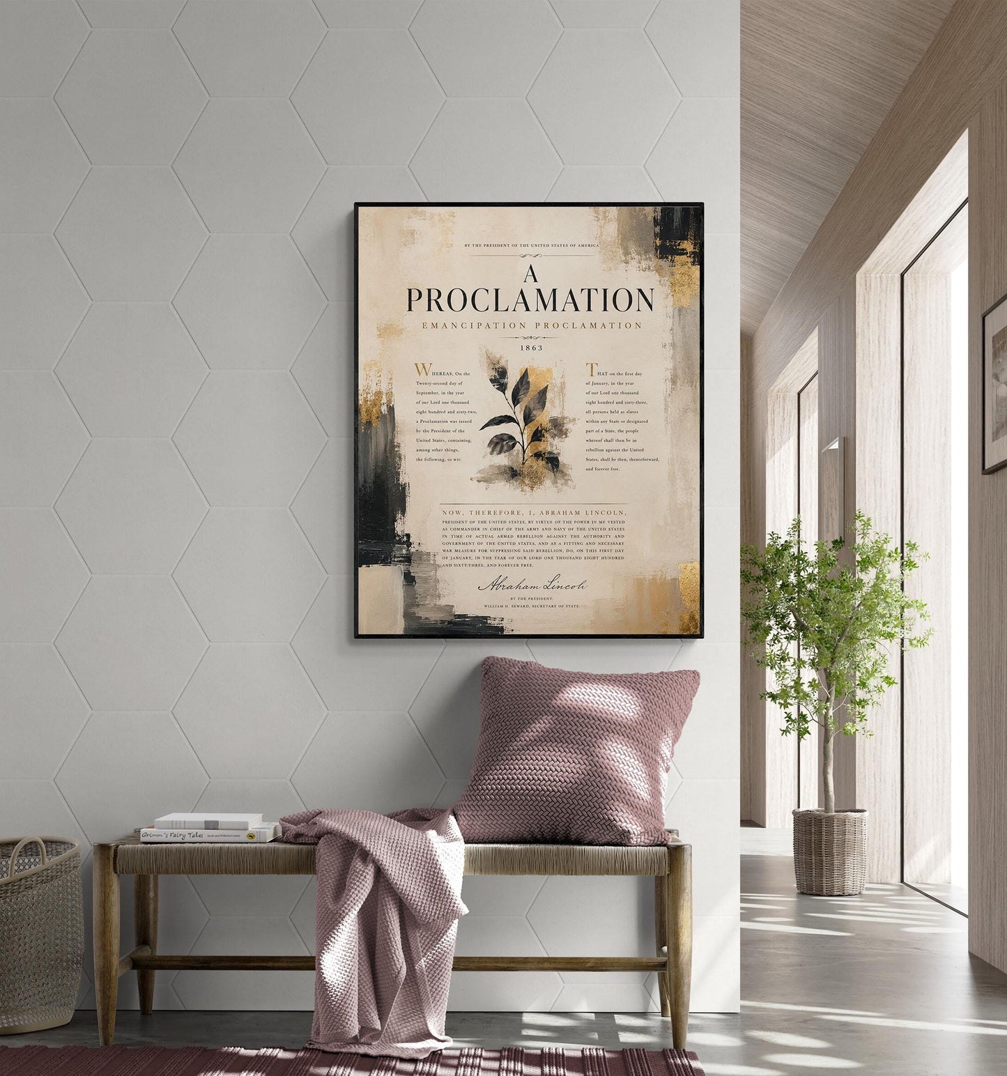 Emancipation Proclamation Wall Art Print, Abraham Lincoln Document, Neutral Historical Home Decor, American History, Freedom Poster