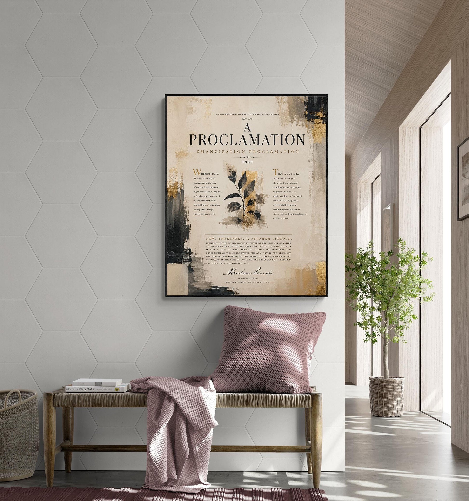 Emancipation Proclamation Wall Art Print, Abraham Lincoln Document, Neutral Historical Home Decor, American History, Freedom Poster