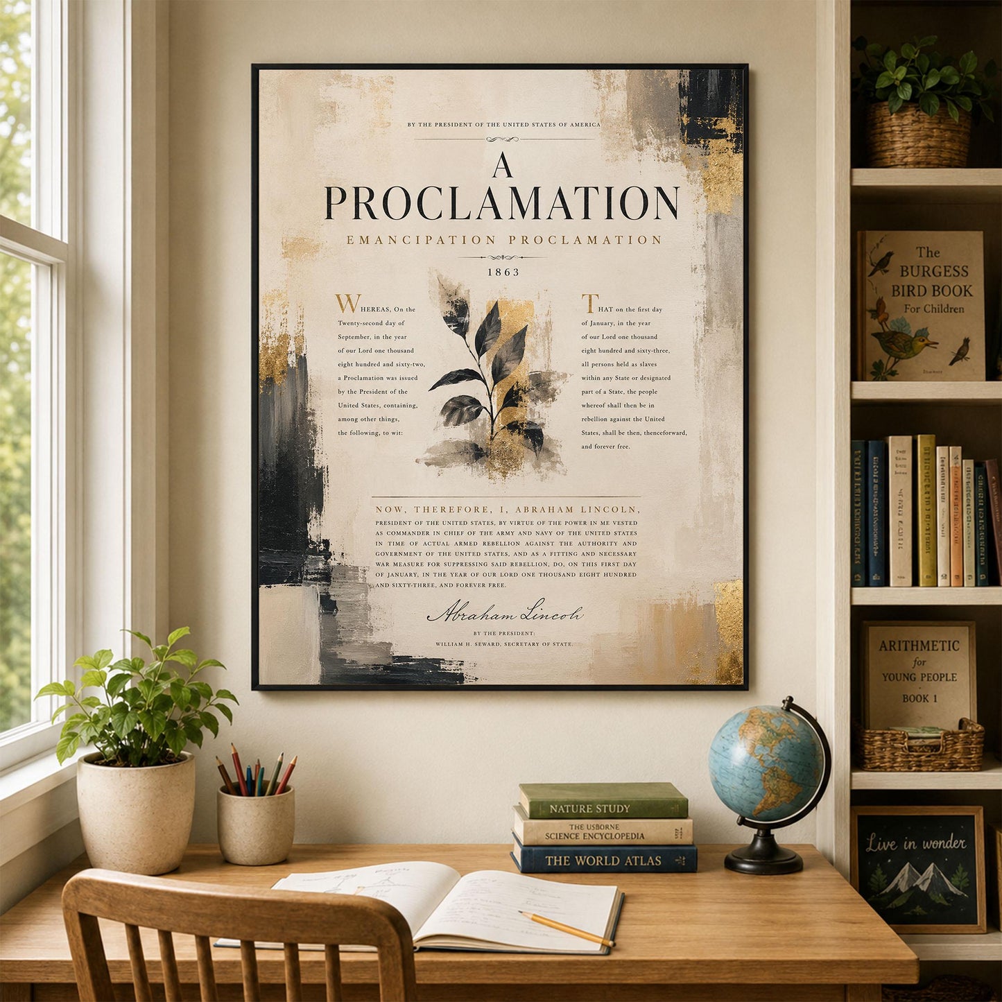 Emancipation Proclamation Wall Art Print, Abraham Lincoln Document, Neutral Historical Home Decor, American History, Freedom Poster