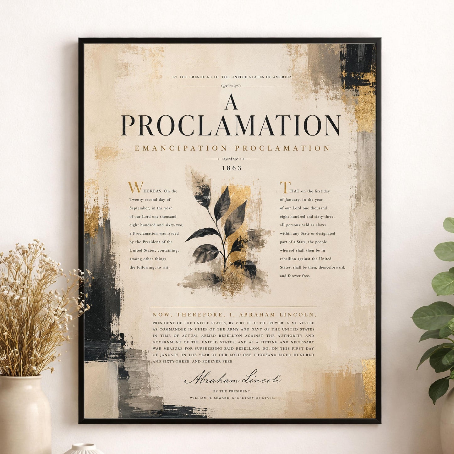 Emancipation Proclamation Wall Art Print, Abraham Lincoln Document, Neutral Historical Home Decor, American History, Freedom Poster