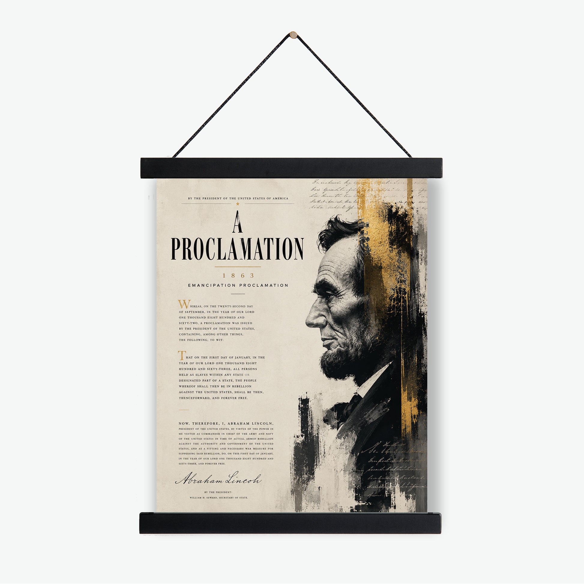 Emancipation Proclamation Wall Art Print, Abraham Lincoln Portrait, American History Home Decor, Freedom Document, Historical Office
