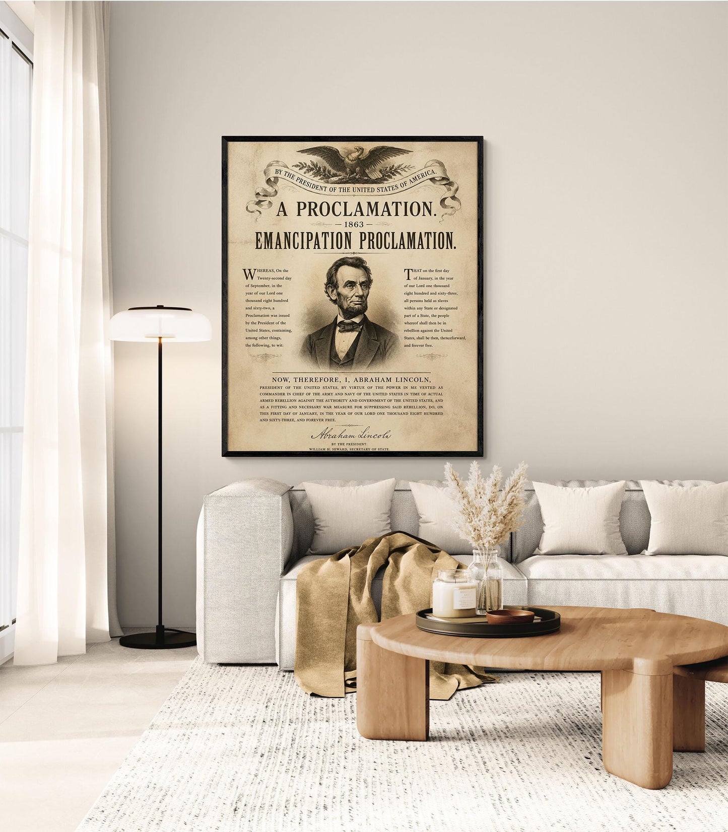 Emancipation Proclamation Wall Art Print, Abraham Lincoln Historical Poster, Civil War Document, American History Home Decor, Freedom Gift