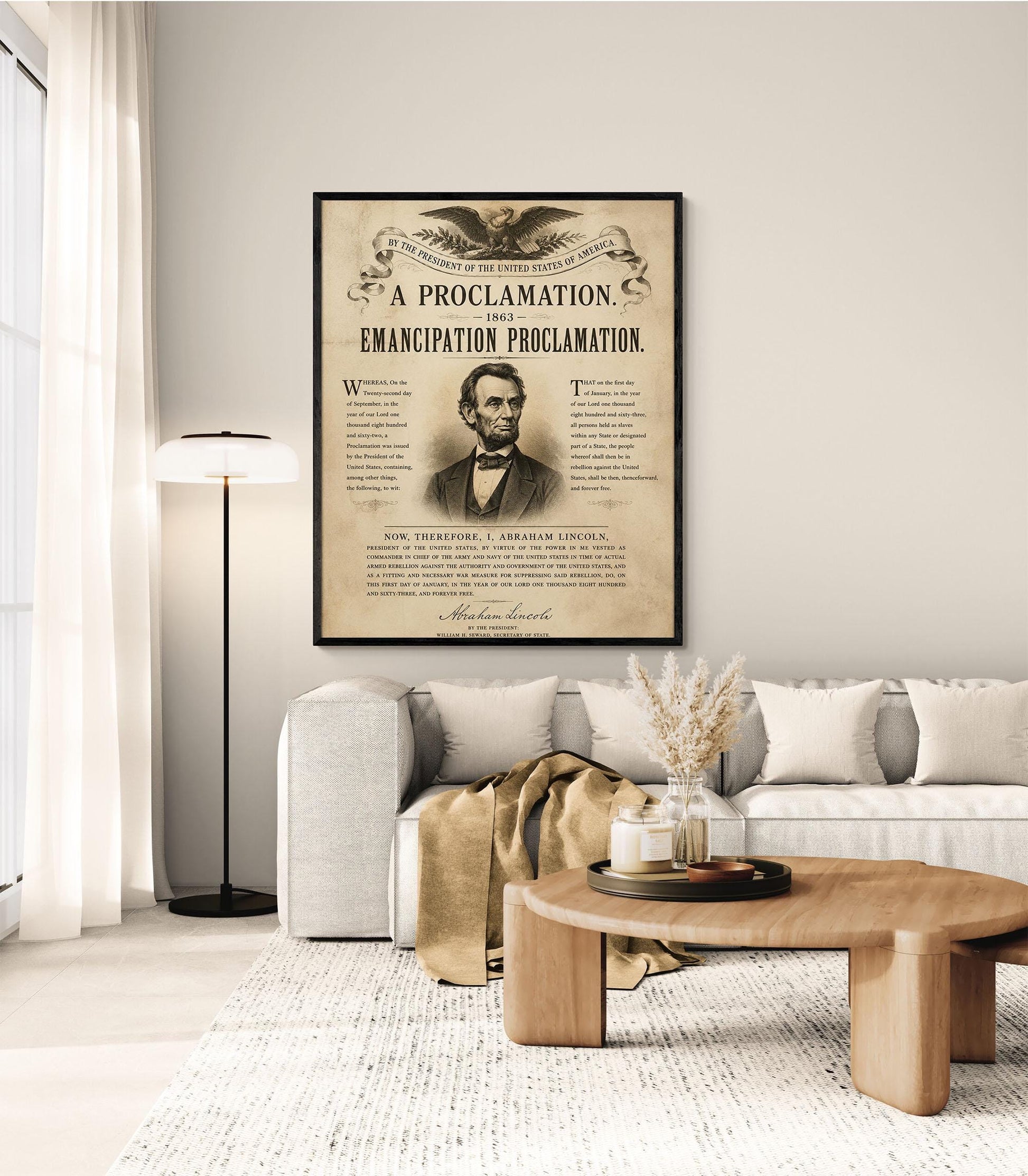 Emancipation Proclamation Wall Art Print, Abraham Lincoln Historical Poster, Civil War Document, American History Home Decor, Freedom Gift