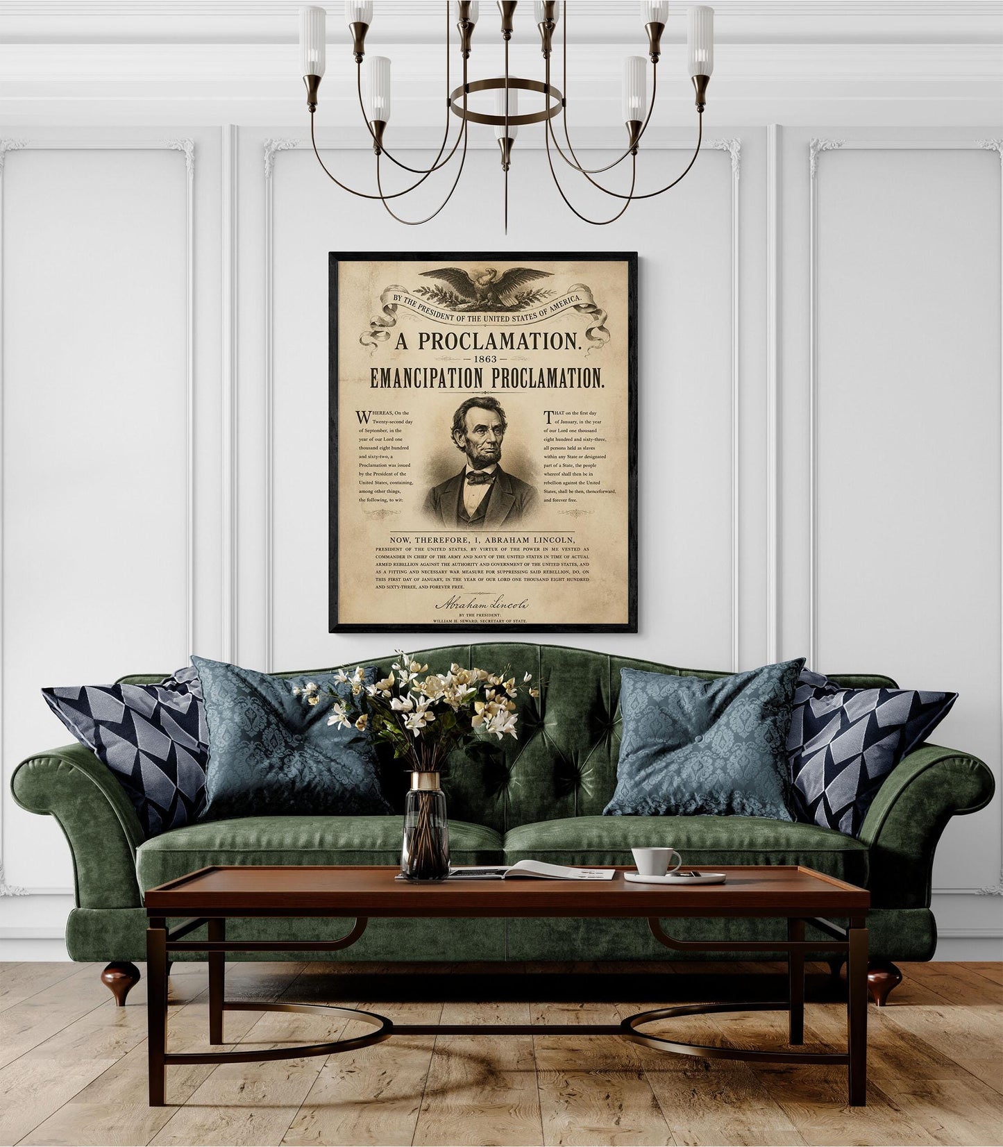 Emancipation Proclamation Wall Art Print, Abraham Lincoln Historical Poster, Civil War Document, American History Home Decor, Freedom Gift