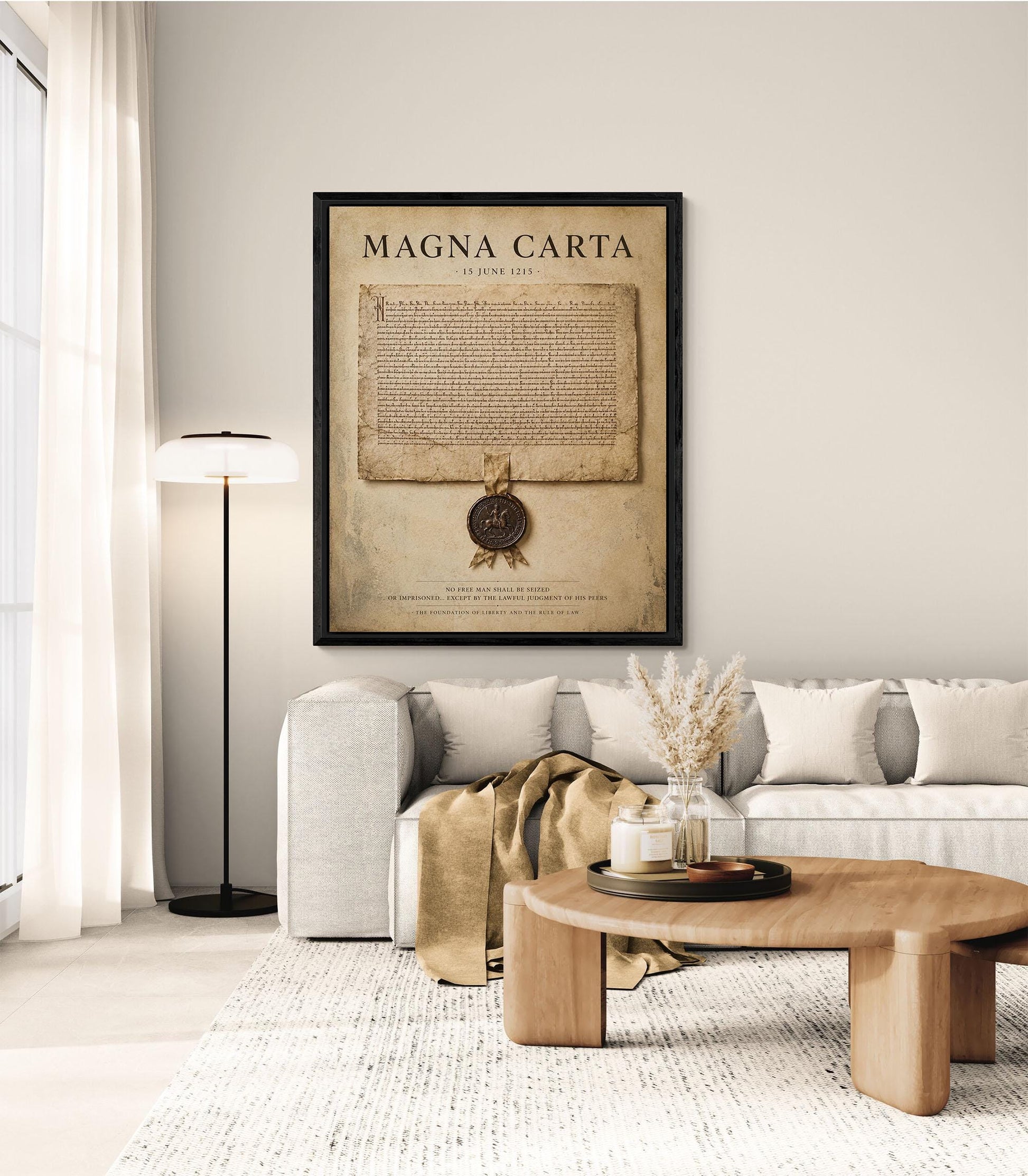 Magna Carta Wall Art Print, Historic Document Home Decor, Rule of Law Poster, Medieval Charter, History Office and Library Artwork