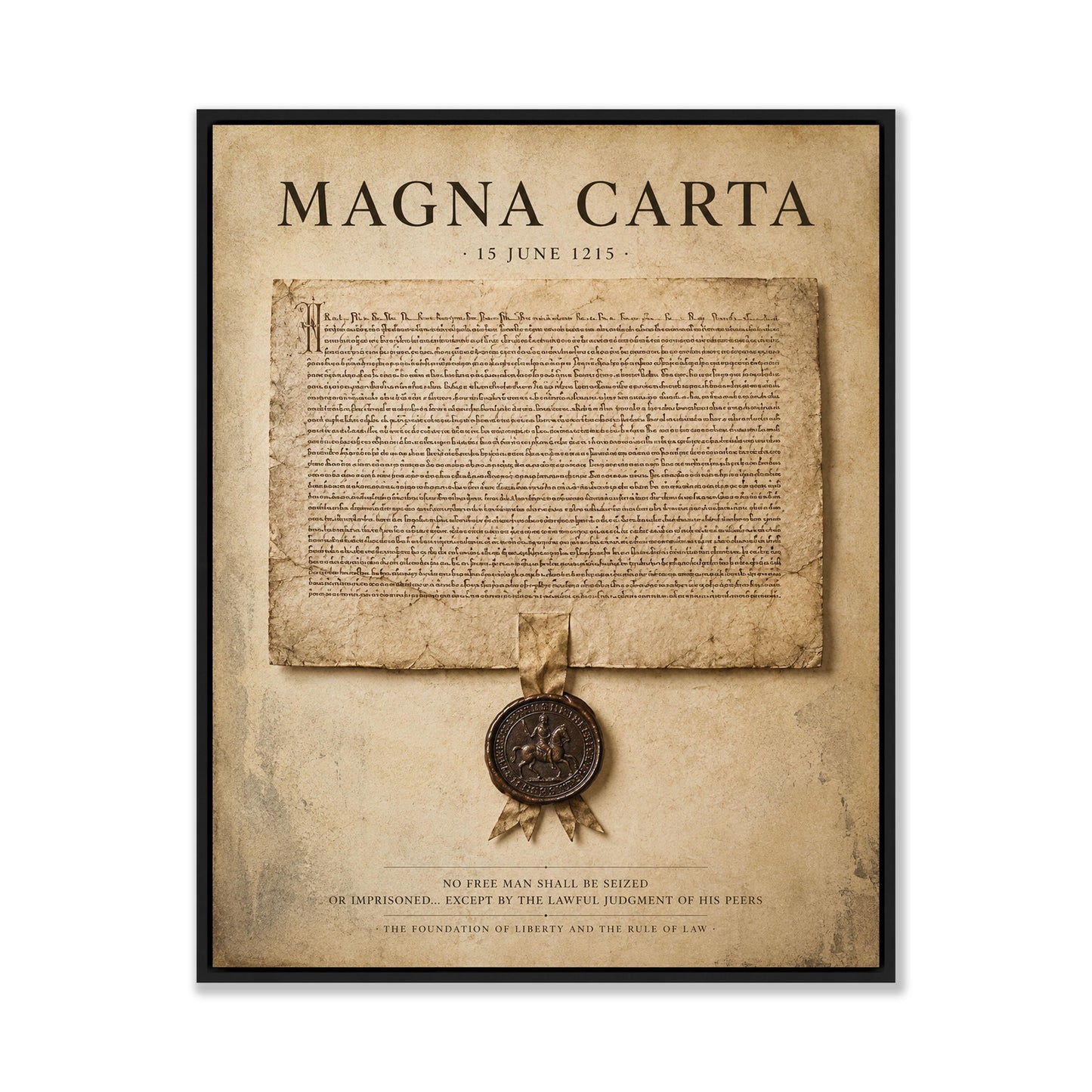 Magna Carta Wall Art Print, Historic Document Home Decor, Rule of Law Poster, Medieval Charter, History Office and Library Artwork