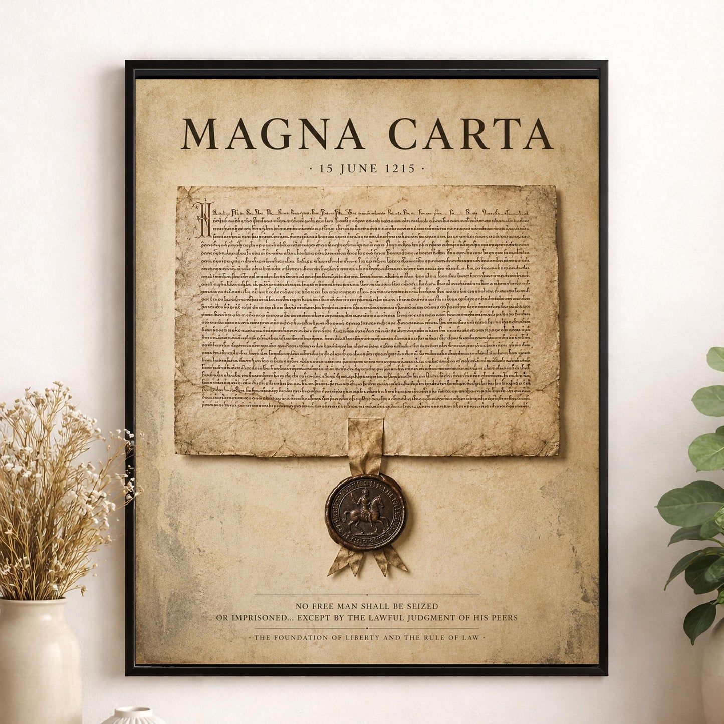 Magna Carta Wall Art Print, Historic Document Home Decor, Rule of Law Poster, Medieval Charter, History Office and Library Artwork