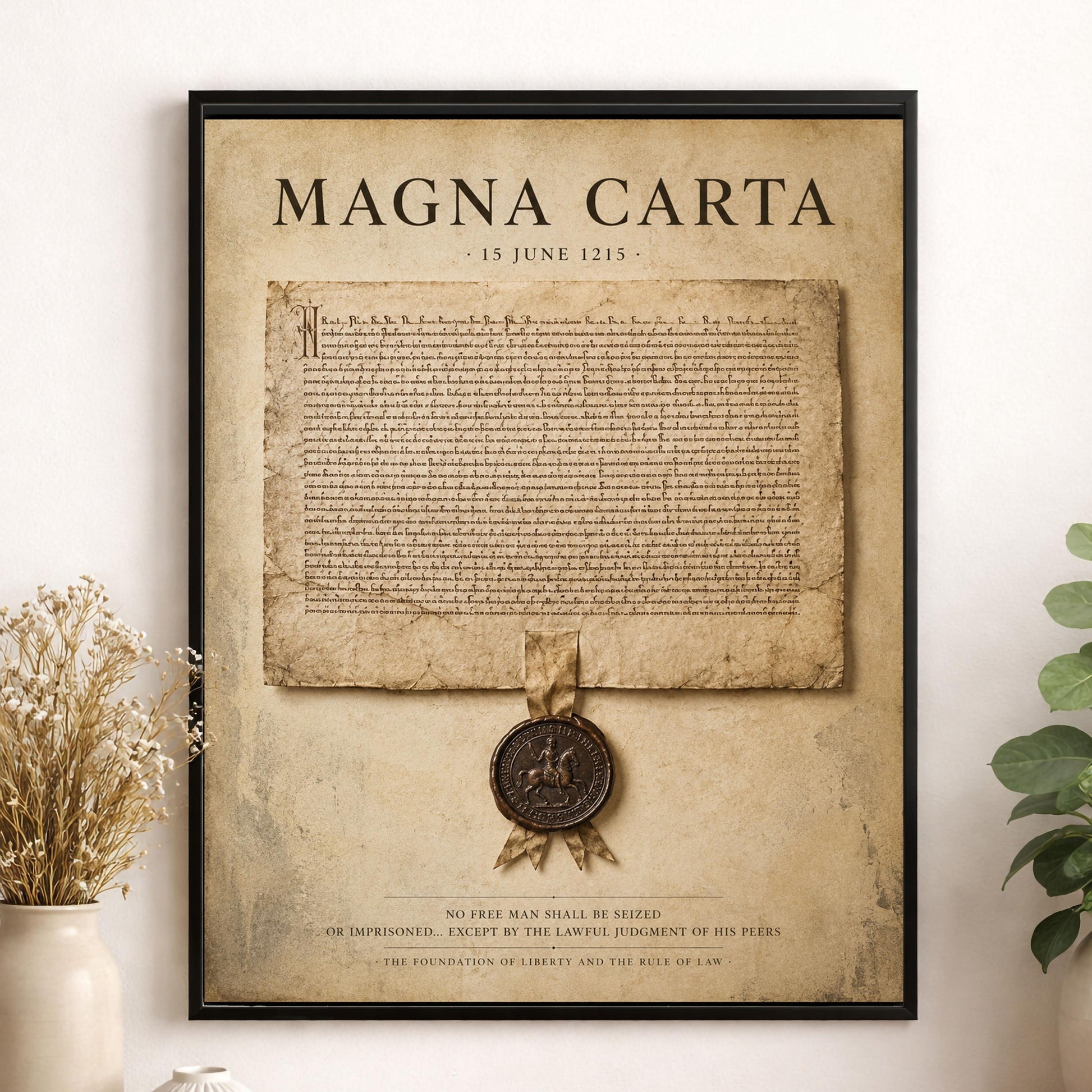 Magna Carta Wall Art Print, Historic Document Home Decor, Rule of Law Poster, Medieval Charter, History Office and Library Artwork