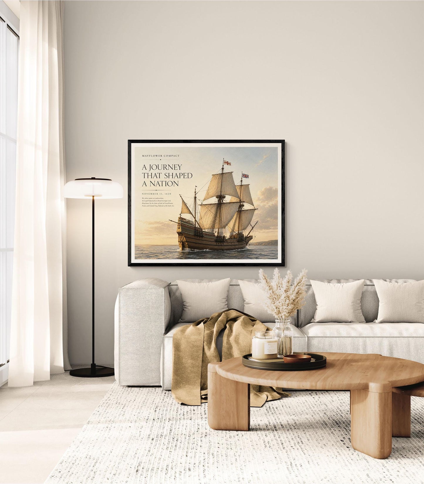 Mayflower Compact Wall Art Print, Pilgrim Ship Historical Home Decor, American Founding Documents, Teacher Classroom, History Office Poster