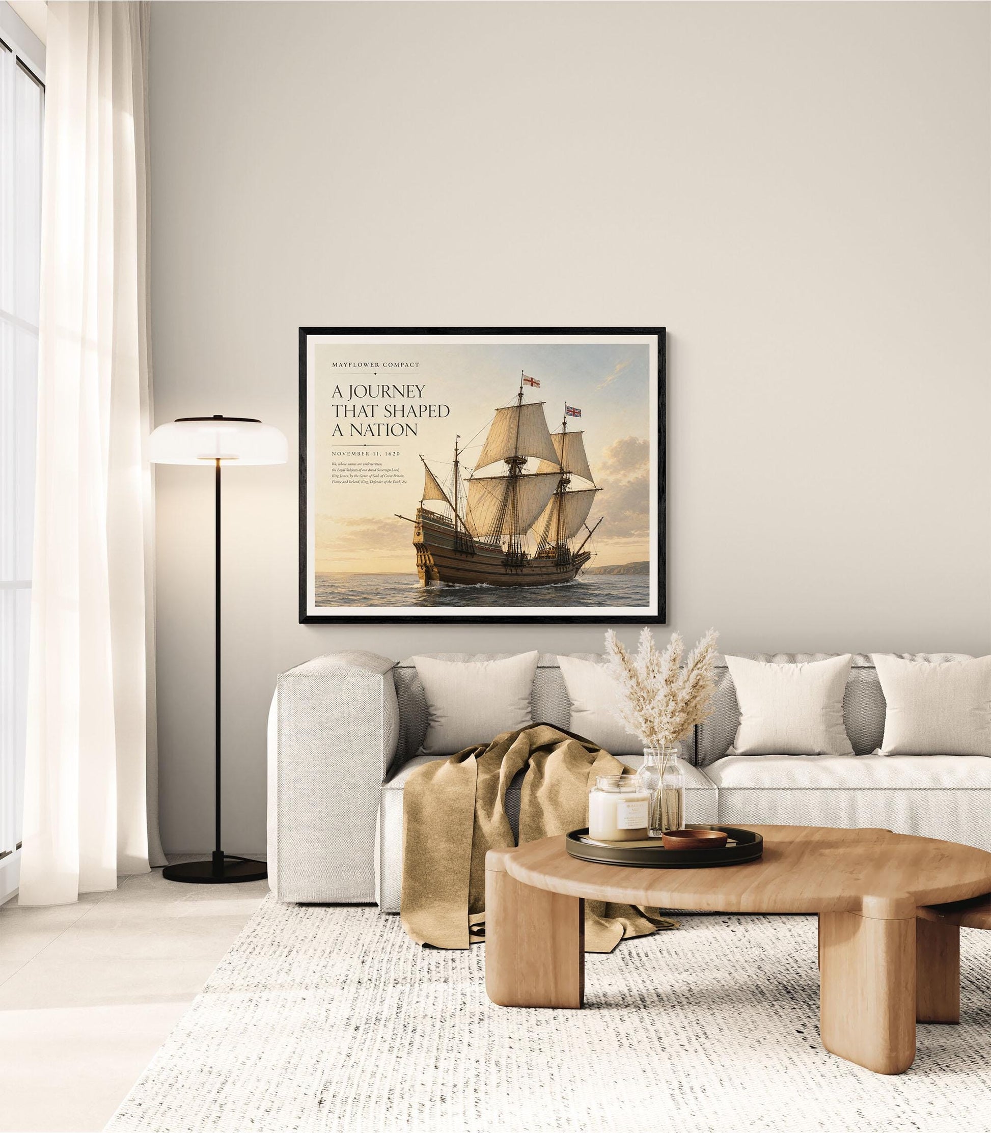 Mayflower Compact Wall Art Print, Pilgrim Ship Historical Home Decor, American Founding Documents, Teacher Classroom, History Office Poster