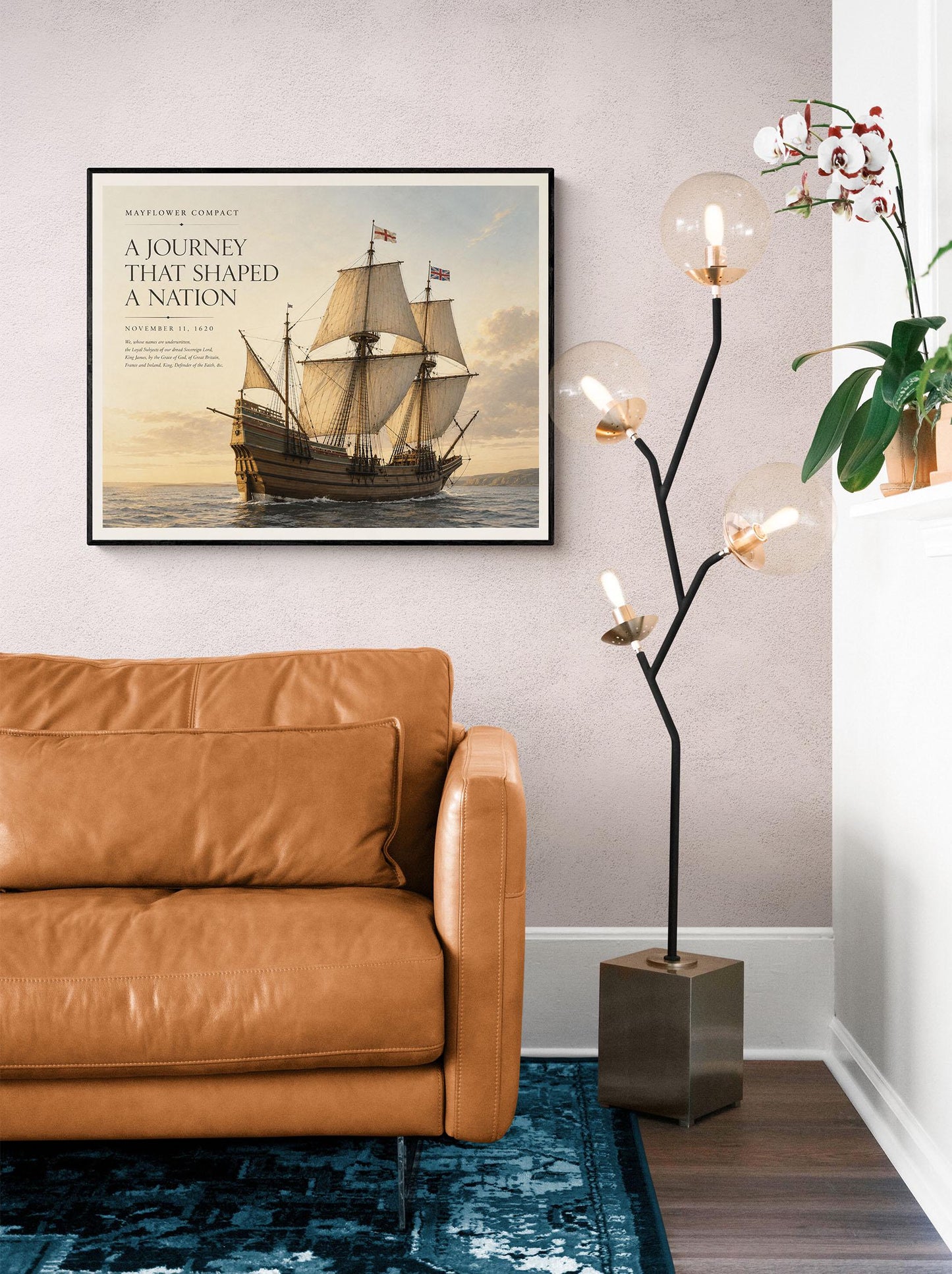 Mayflower Compact Wall Art Print, Pilgrim Ship Historical Home Decor, American Founding Documents, Teacher Classroom, History Office Poster