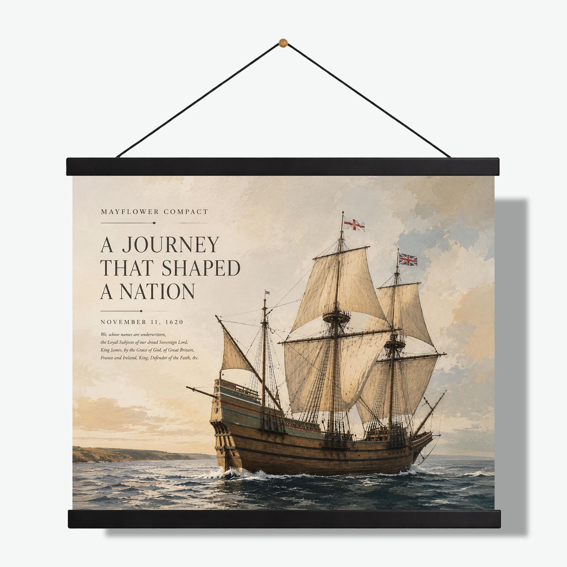 Mayflower Compact Wall Art Print, Pilgrim Ship Historical Artwork, American History Home Decor, Colonial Maritime, Founding Documents Gift