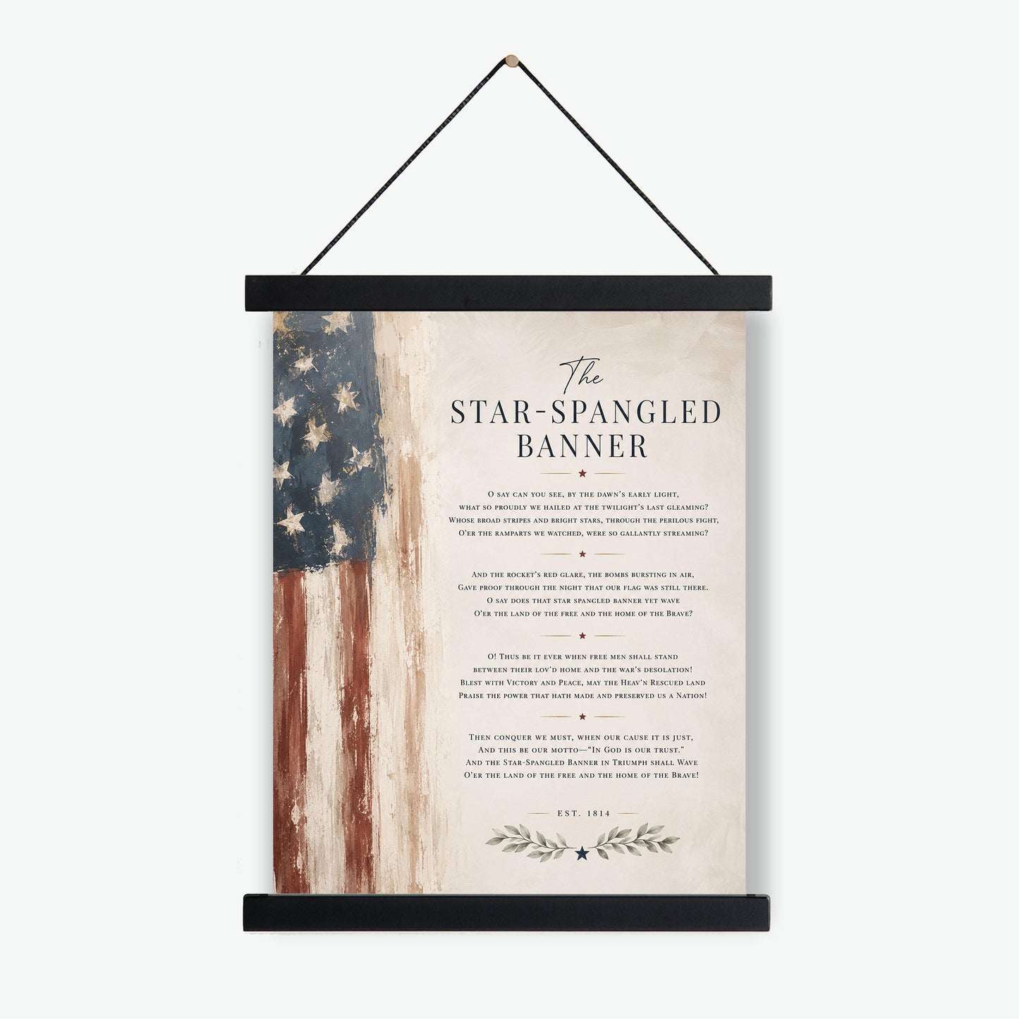 Star-Spangled Banner Wall Art Print, Patriotic American Flag Home Decor, National Anthem Poster, Americana Typography, USA History Gift