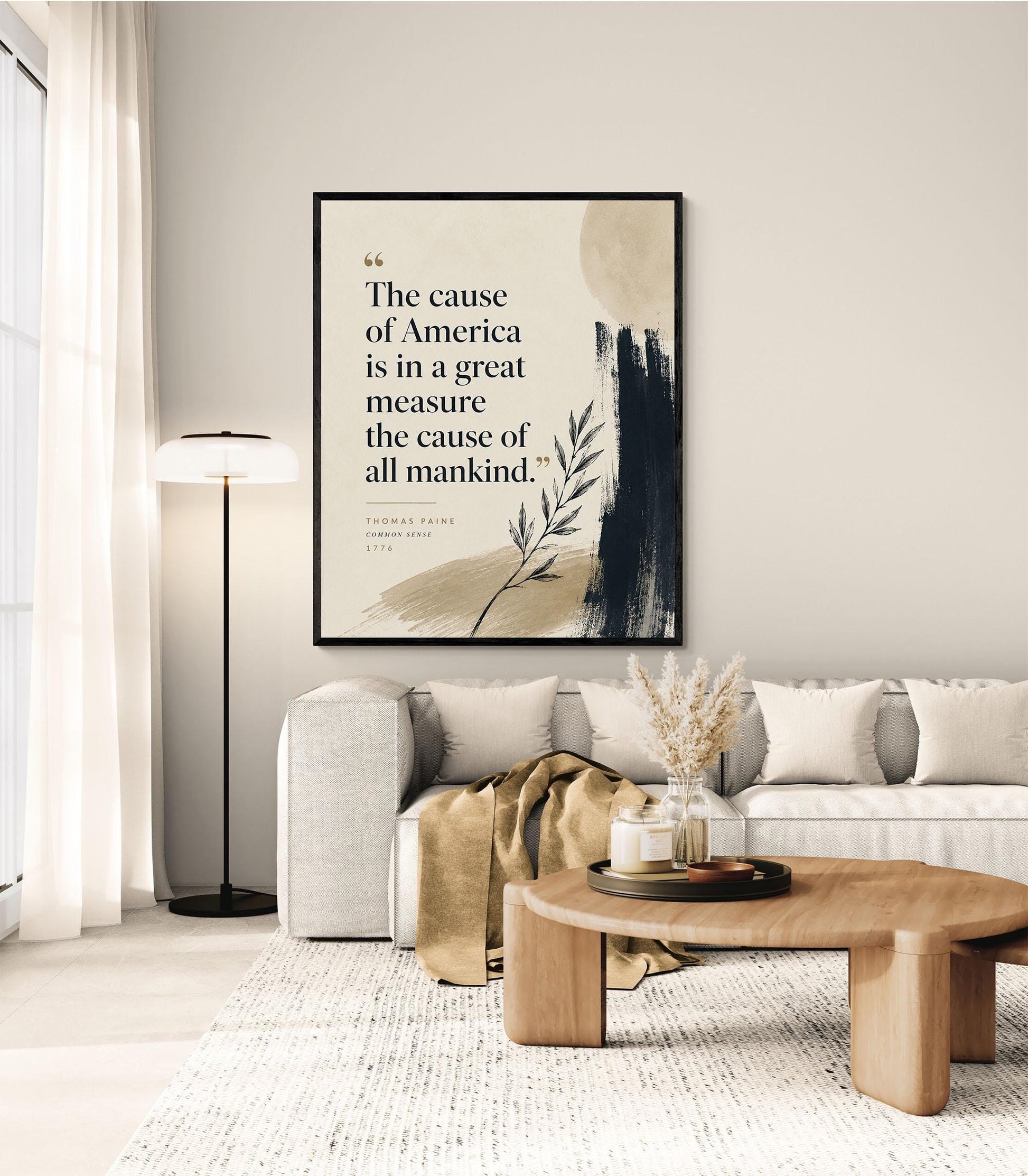 Thomas Paine Quote Wall Art Print, Common Sense Literary Home Decor, Patriotic History Quote Poster, American Heritage, Freedom Gift