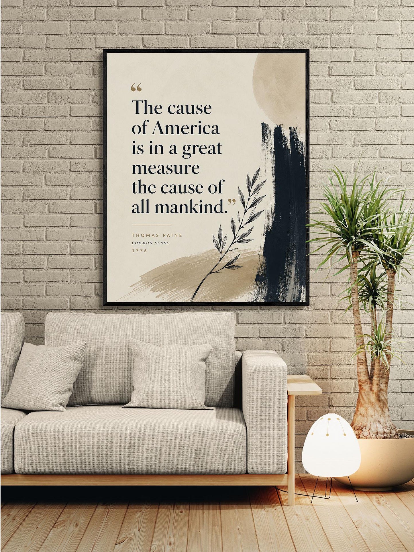 Thomas Paine Quote Wall Art Print, Common Sense Literary Home Decor, Patriotic History Quote Poster, American Heritage, Freedom Gift