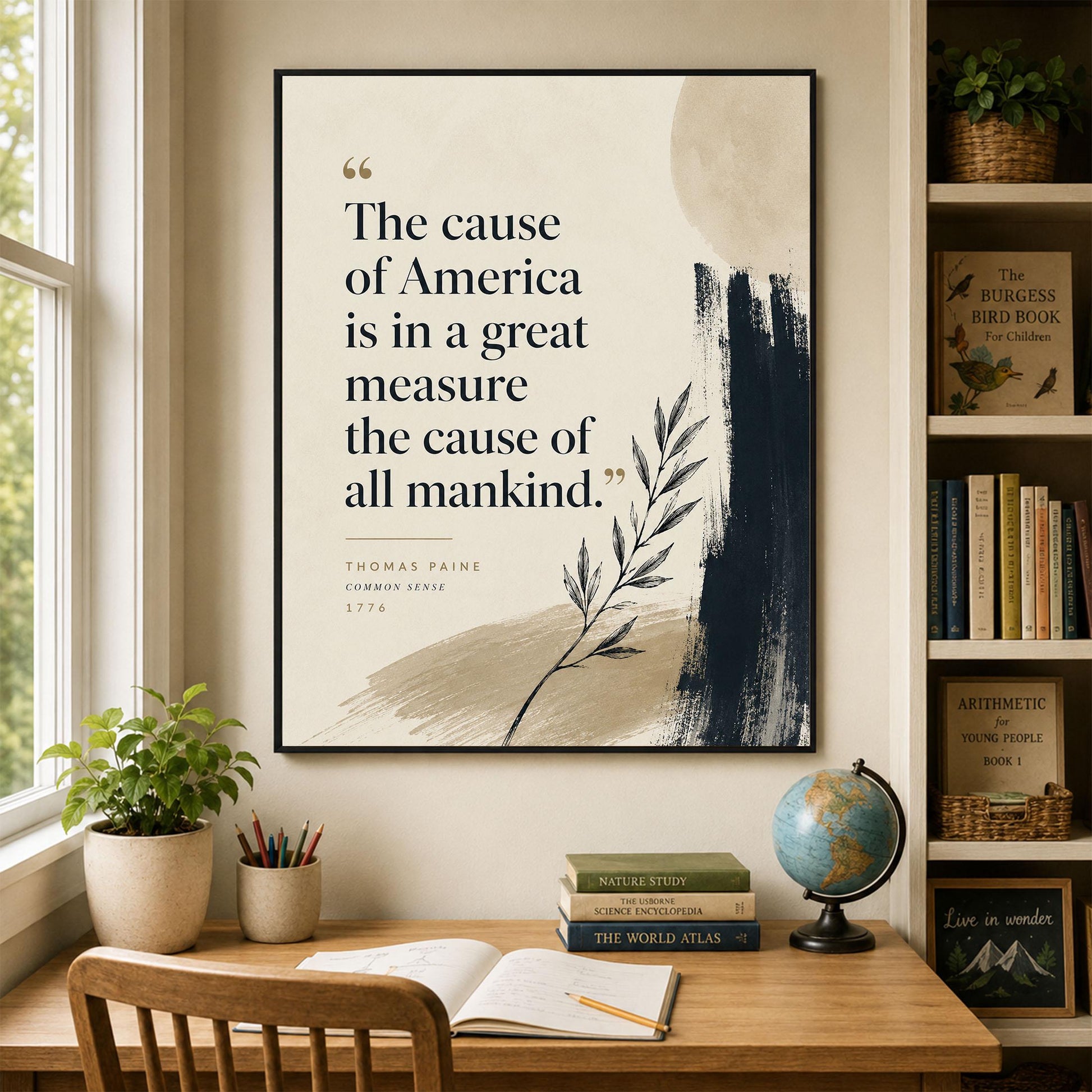 Thomas Paine Quote Wall Art Print, Common Sense Literary Home Decor, Patriotic History Quote Poster, American Heritage, Freedom Gift