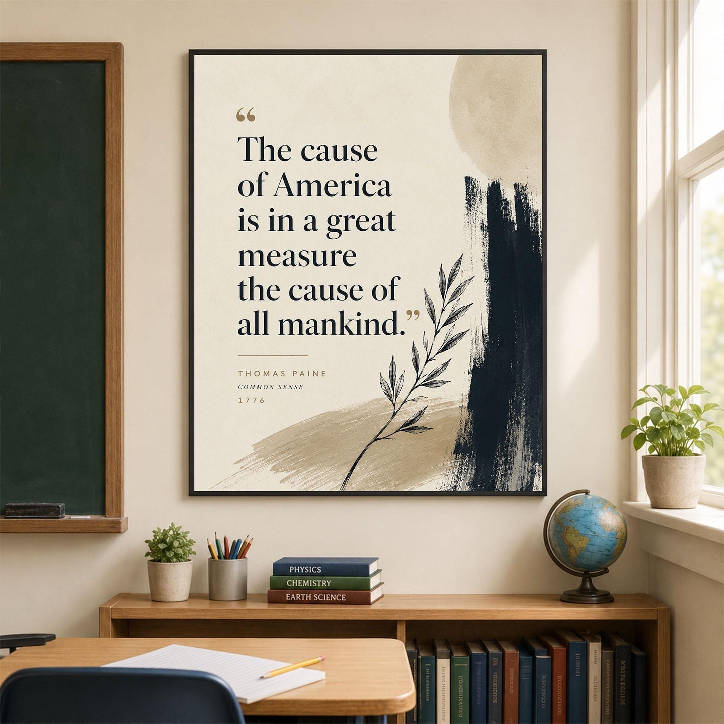 Thomas Paine Quote Wall Art Print, Common Sense Literary Home Decor, Patriotic History Quote Poster, American Heritage, Freedom Gift