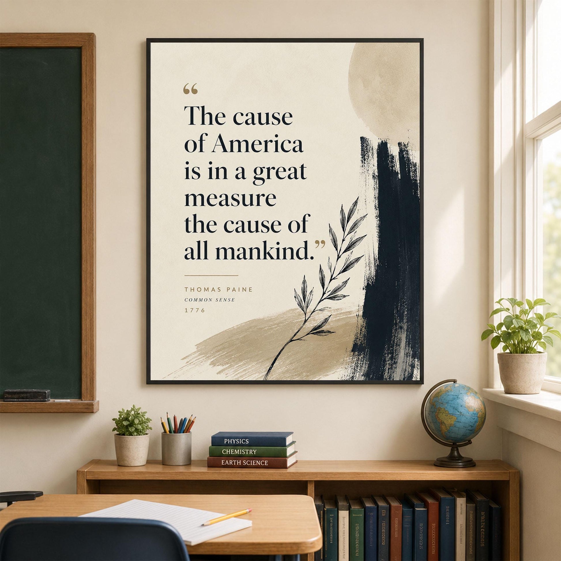 Thomas Paine Quote Wall Art Print, Common Sense Literary Home Decor, Patriotic History Quote Poster, American Heritage, Freedom Gift